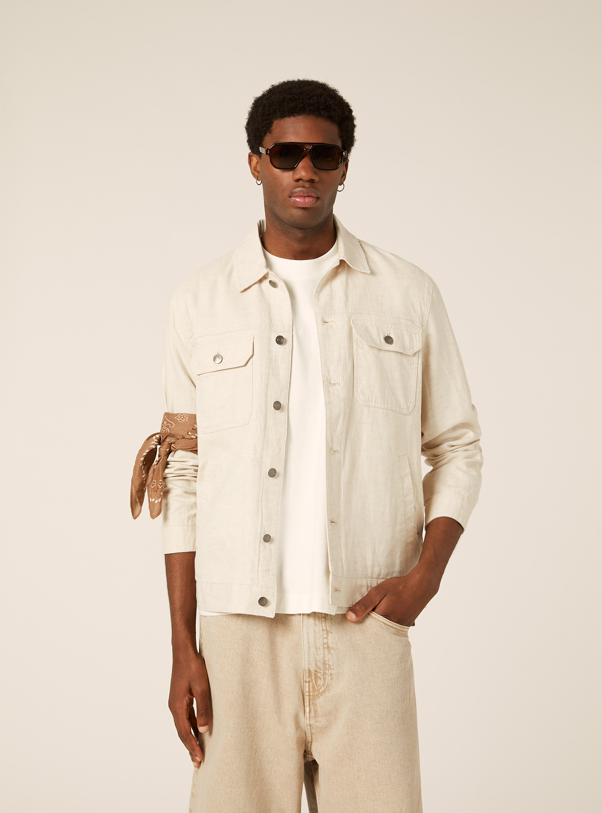 Linen blend jacket, CR3 CREAM LIGHT