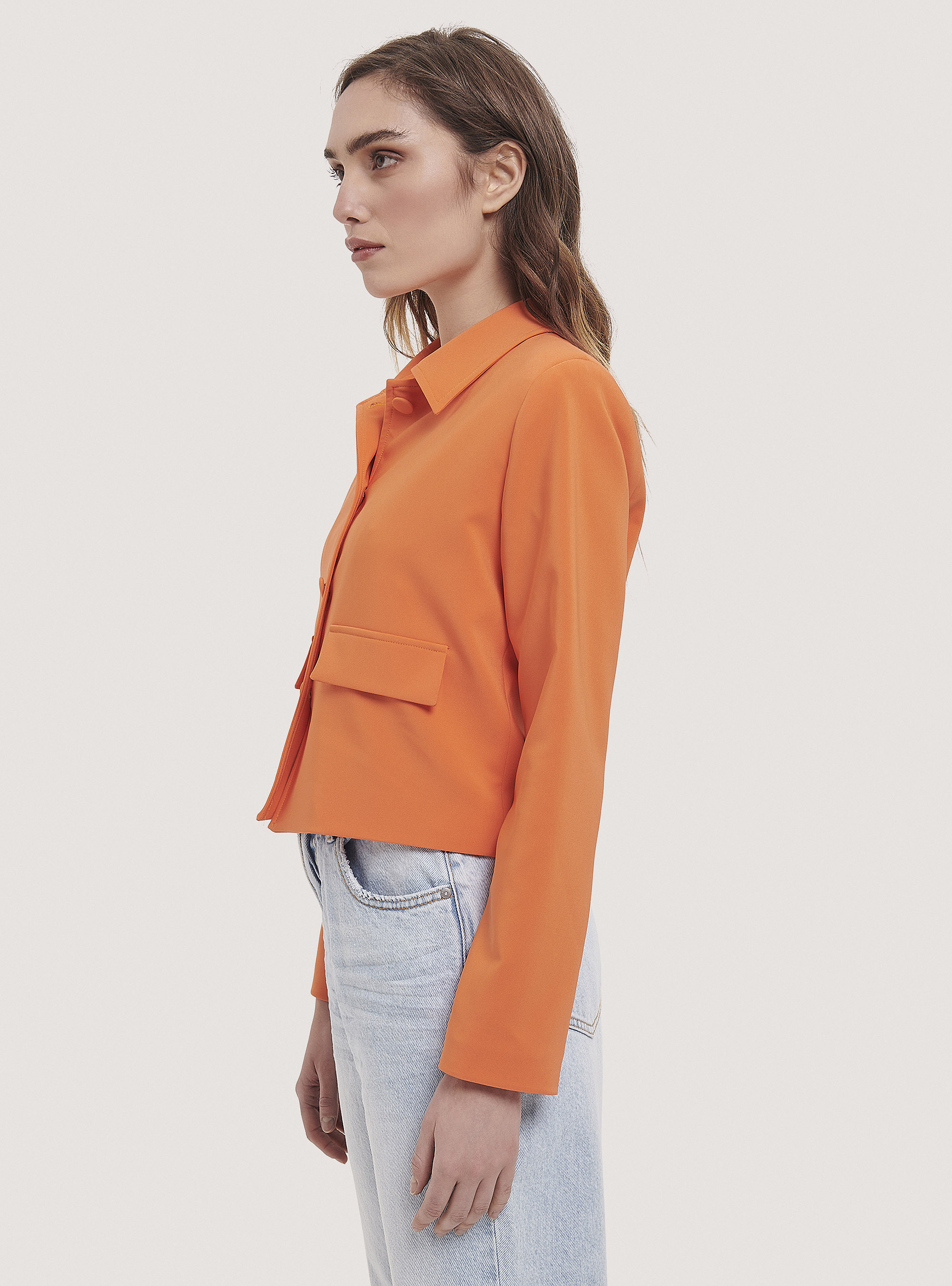 Blazer de color liso, C330 ORANGE