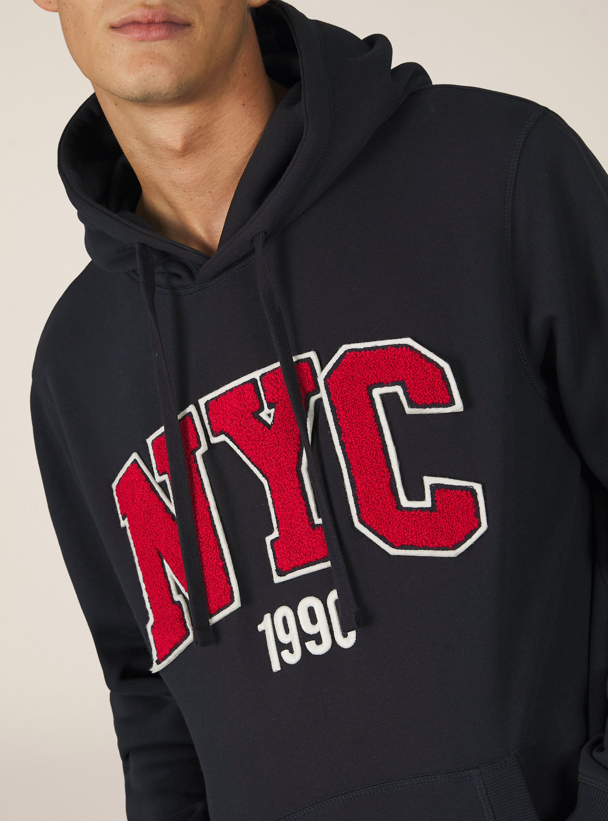Hoodie with embroidered patch, NA1 NAVY DARK