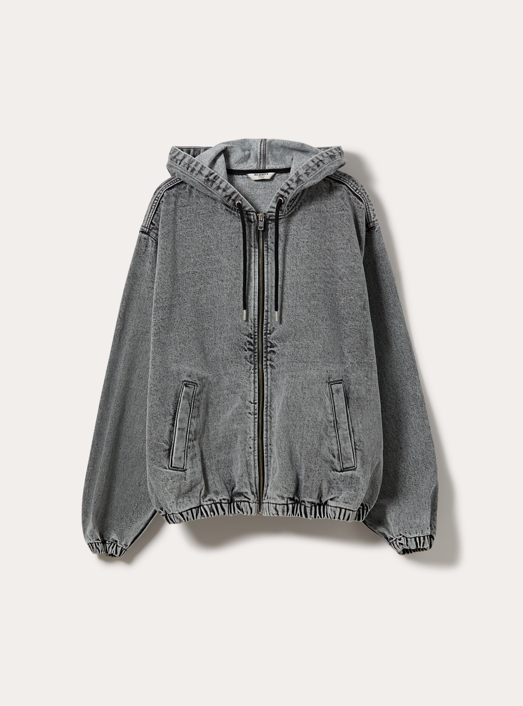 Giubbotto cappuccio in denim, D00G GREY