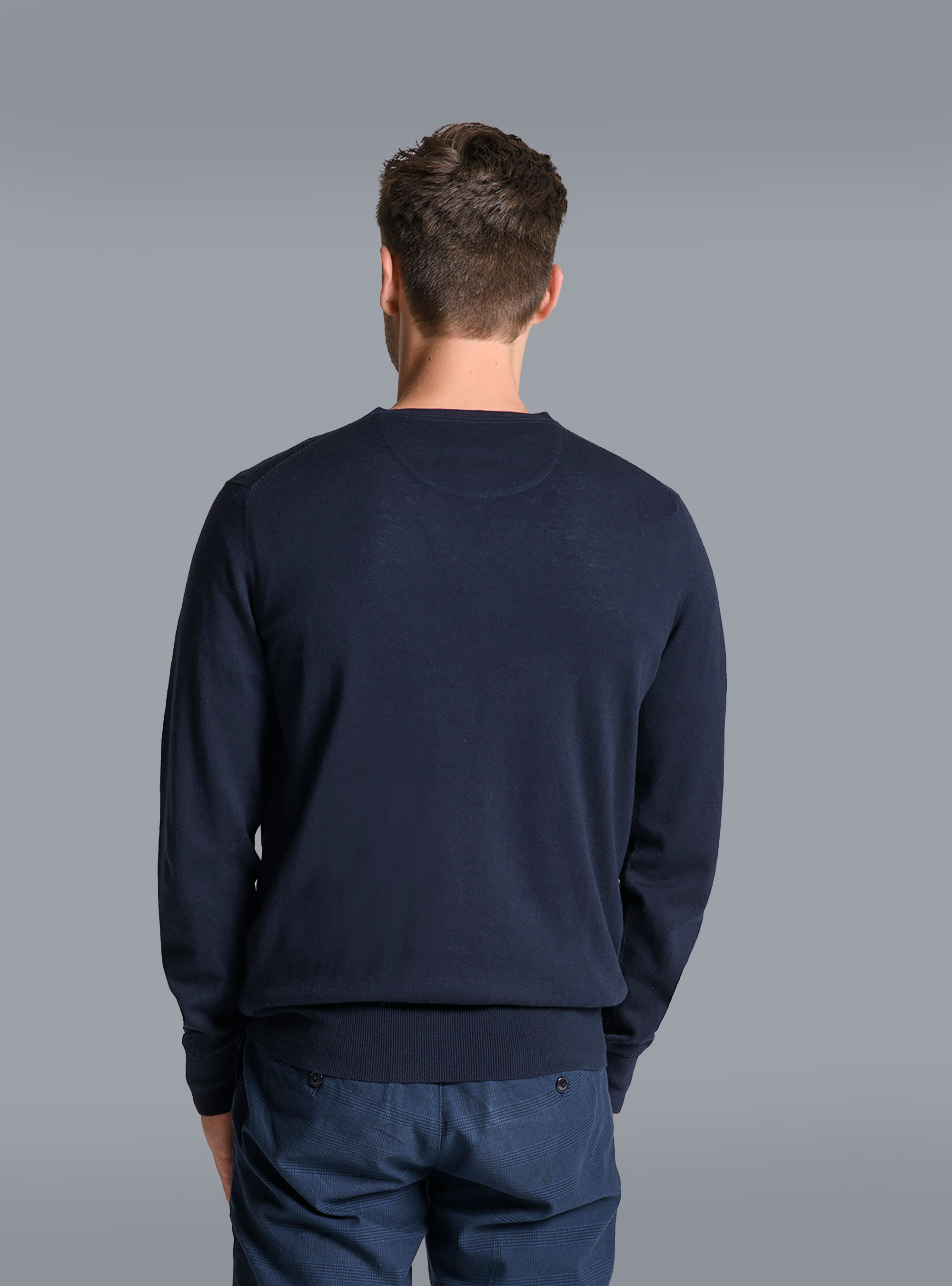 Maglia con collo a V, BLUE NAVY