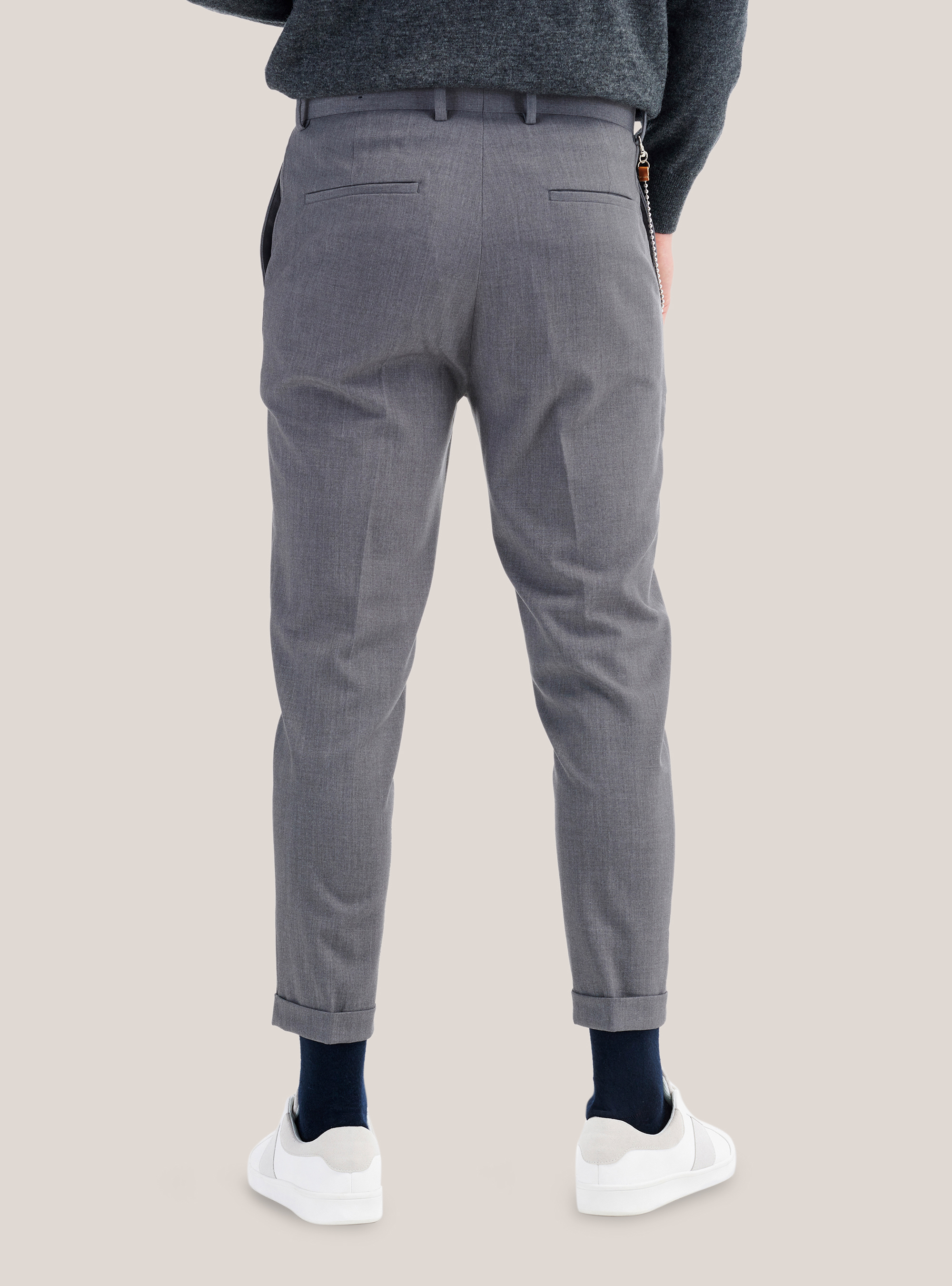 Pantalón chino de lona suave con cadena, GRIS
