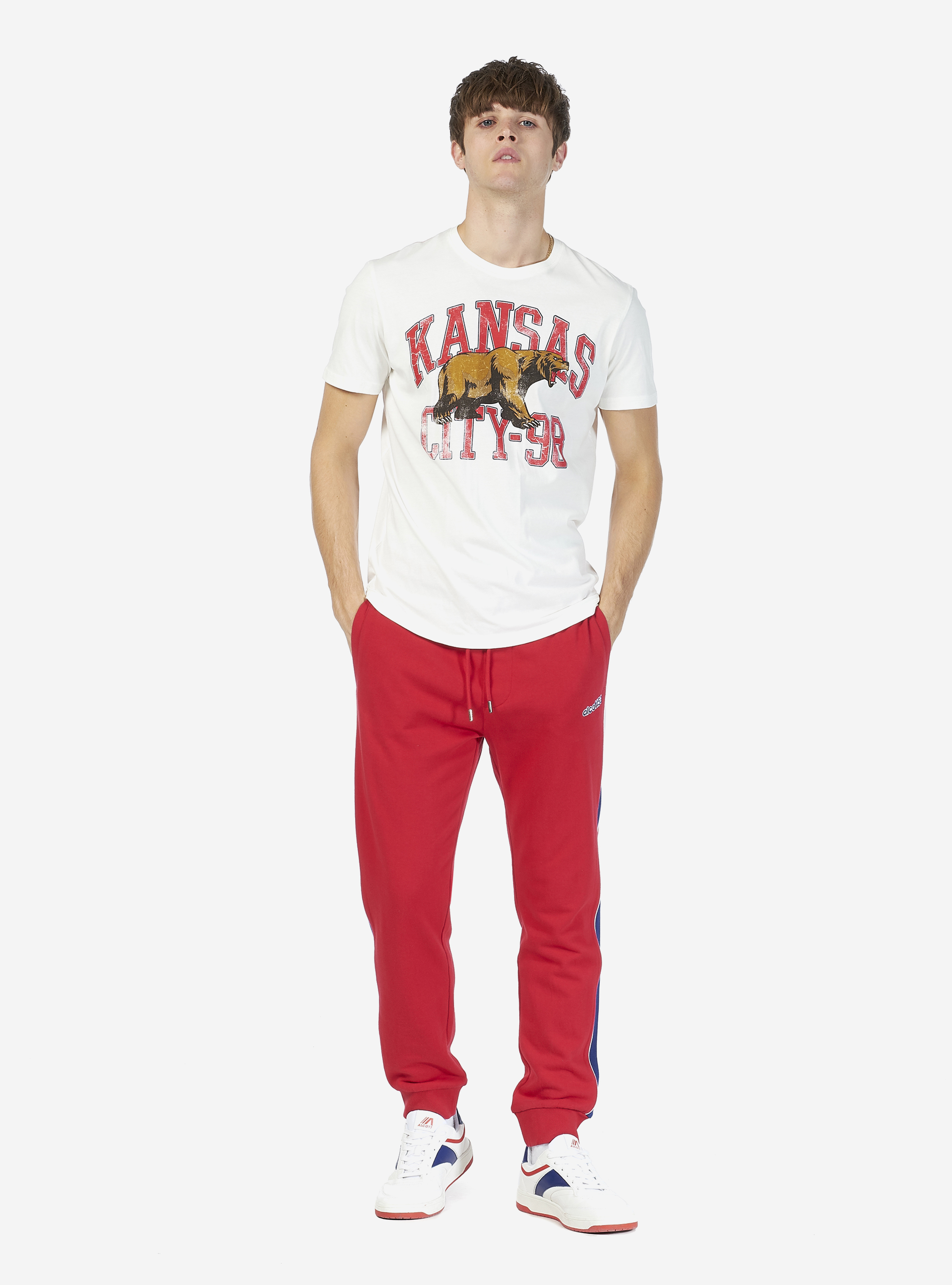 JOGGERS WITH STRIPES, RED