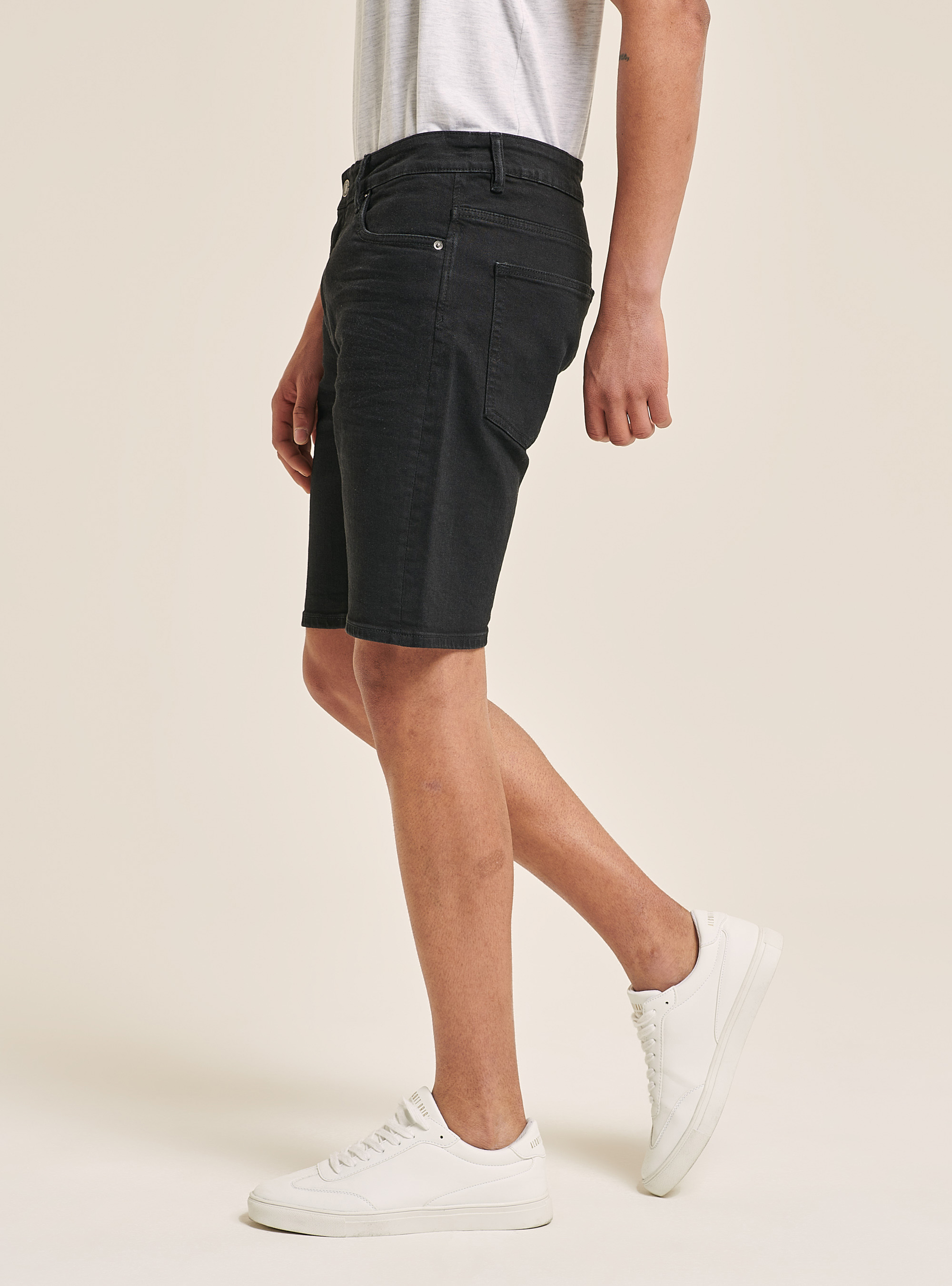 Denim comfort fit bermuda shorts, BLACK