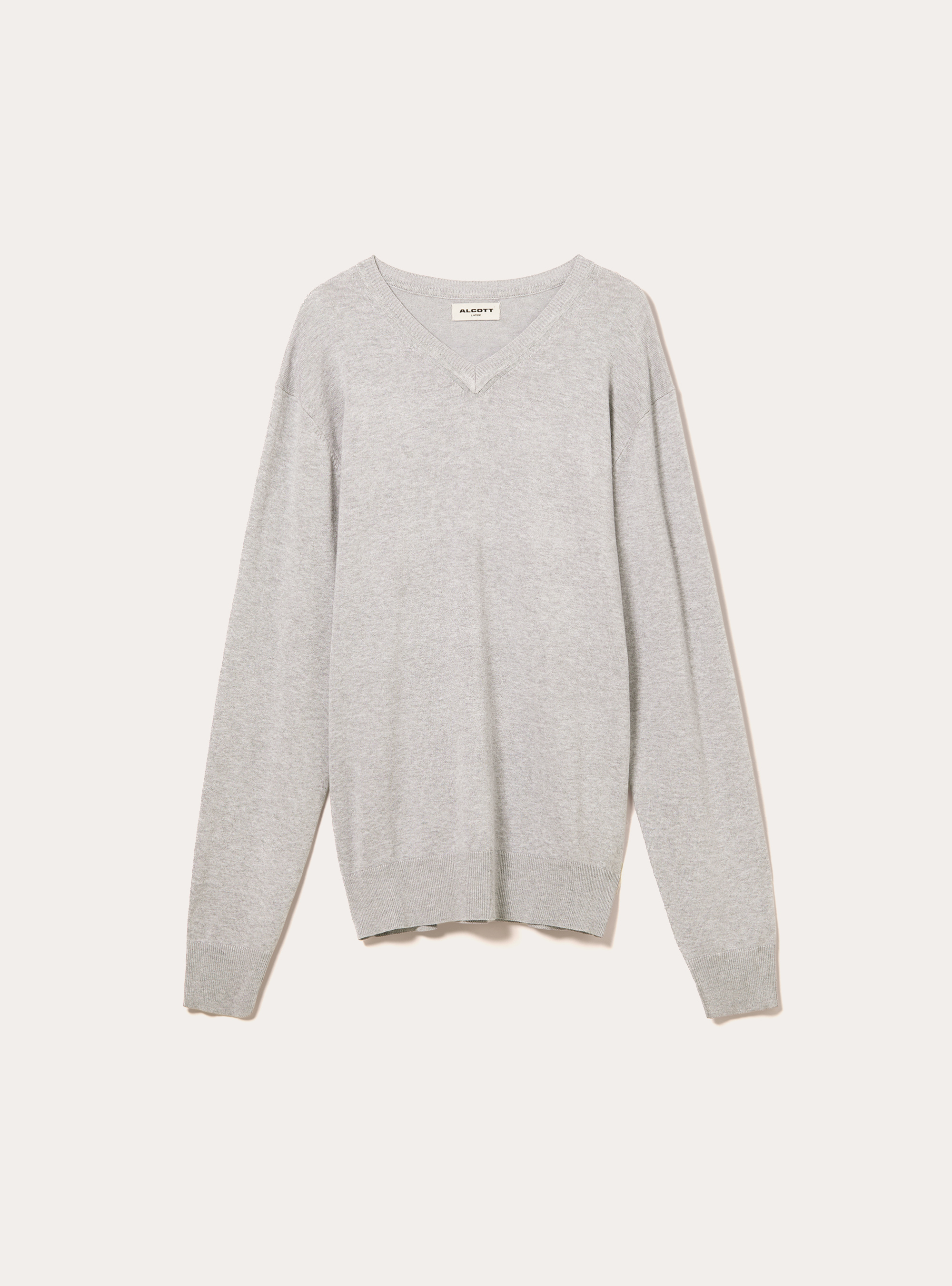 Pullover con scollo a V in viscosa Ecovero, MGY2 GREY MEL MEDIUM