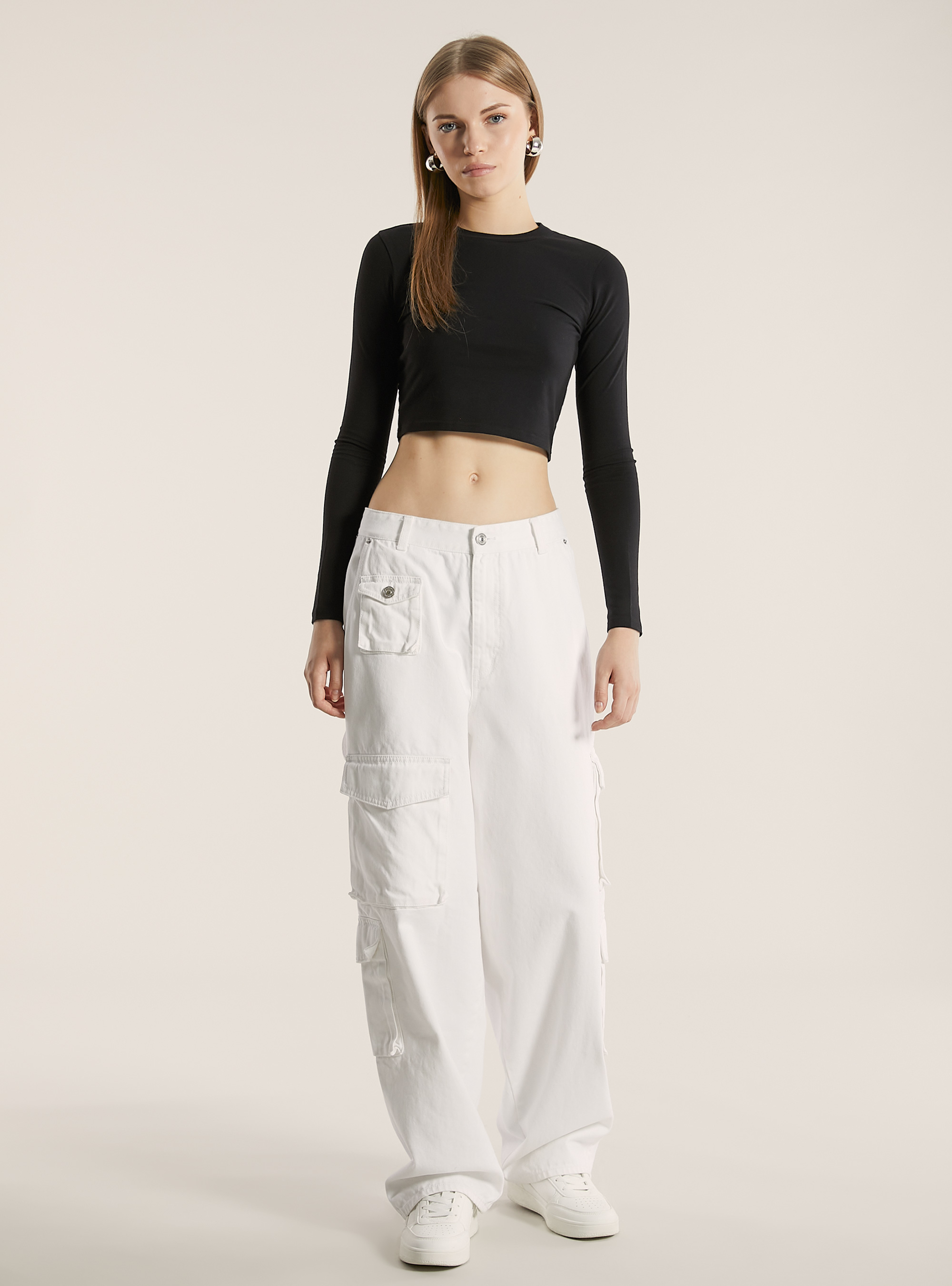 Multi cargo comfort fit jeans, D099 WHITE