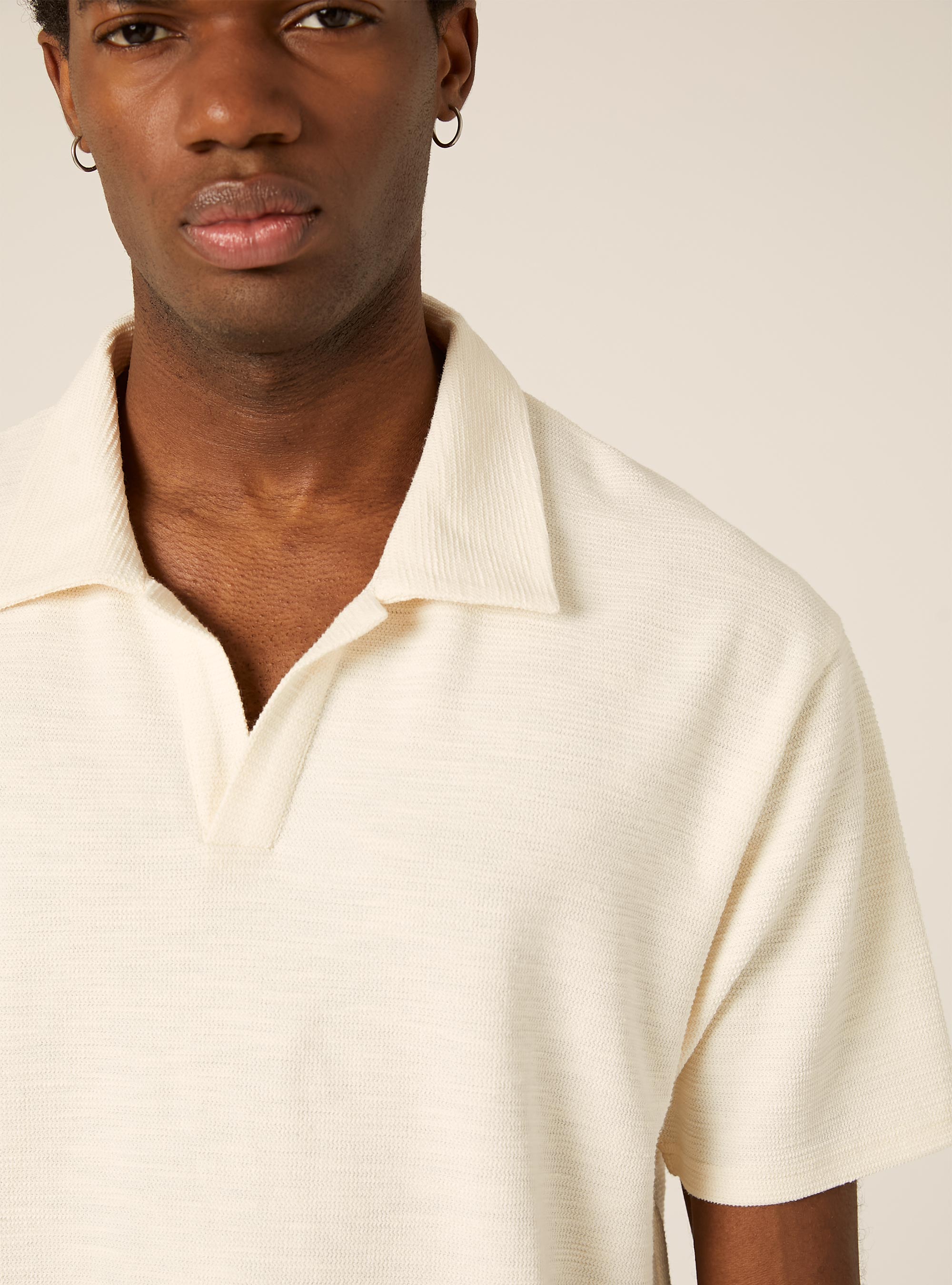 Waffle Knit Polo Shirt, WH2 WHITE