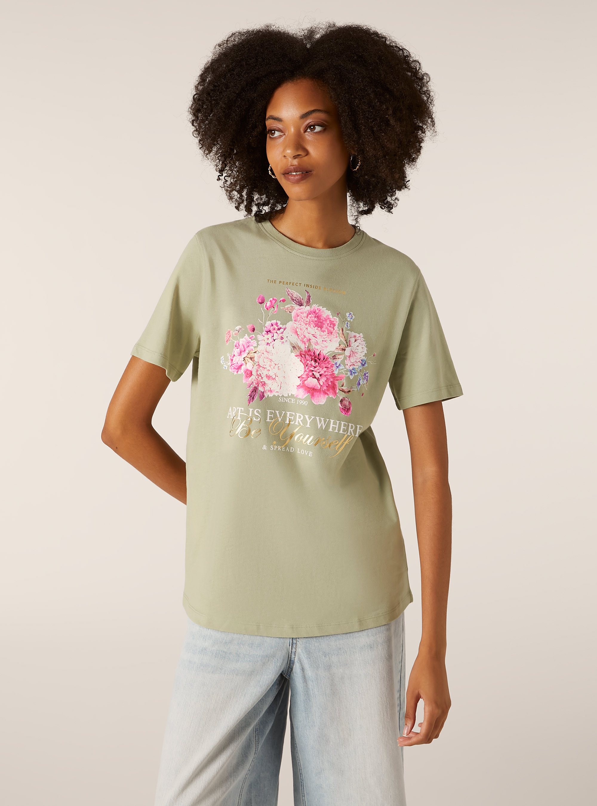 Metallic print t-shirt, SG3 SAGE LIGHT