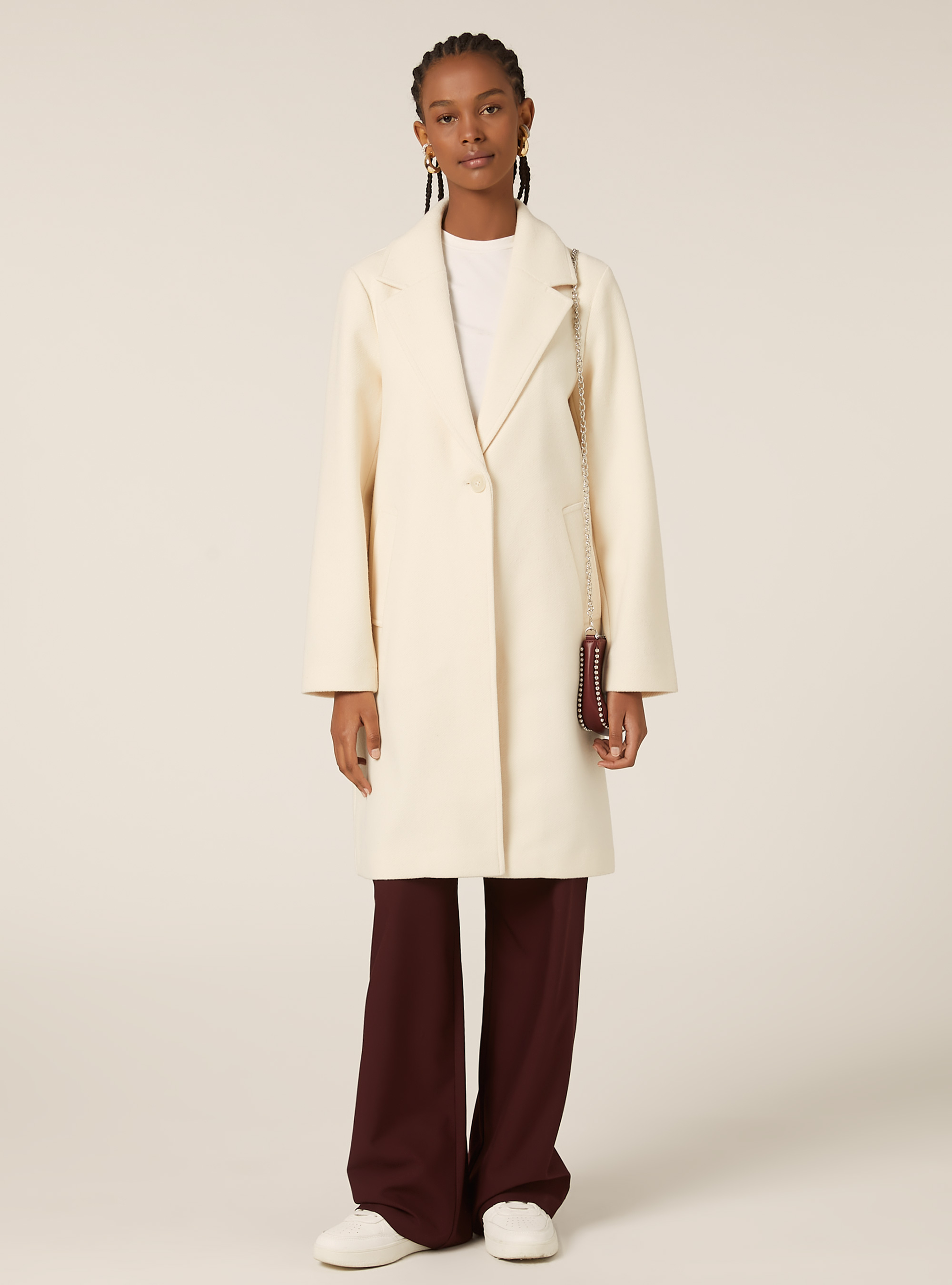 Cappotto midi monopetto, WH1 OFF WHITE