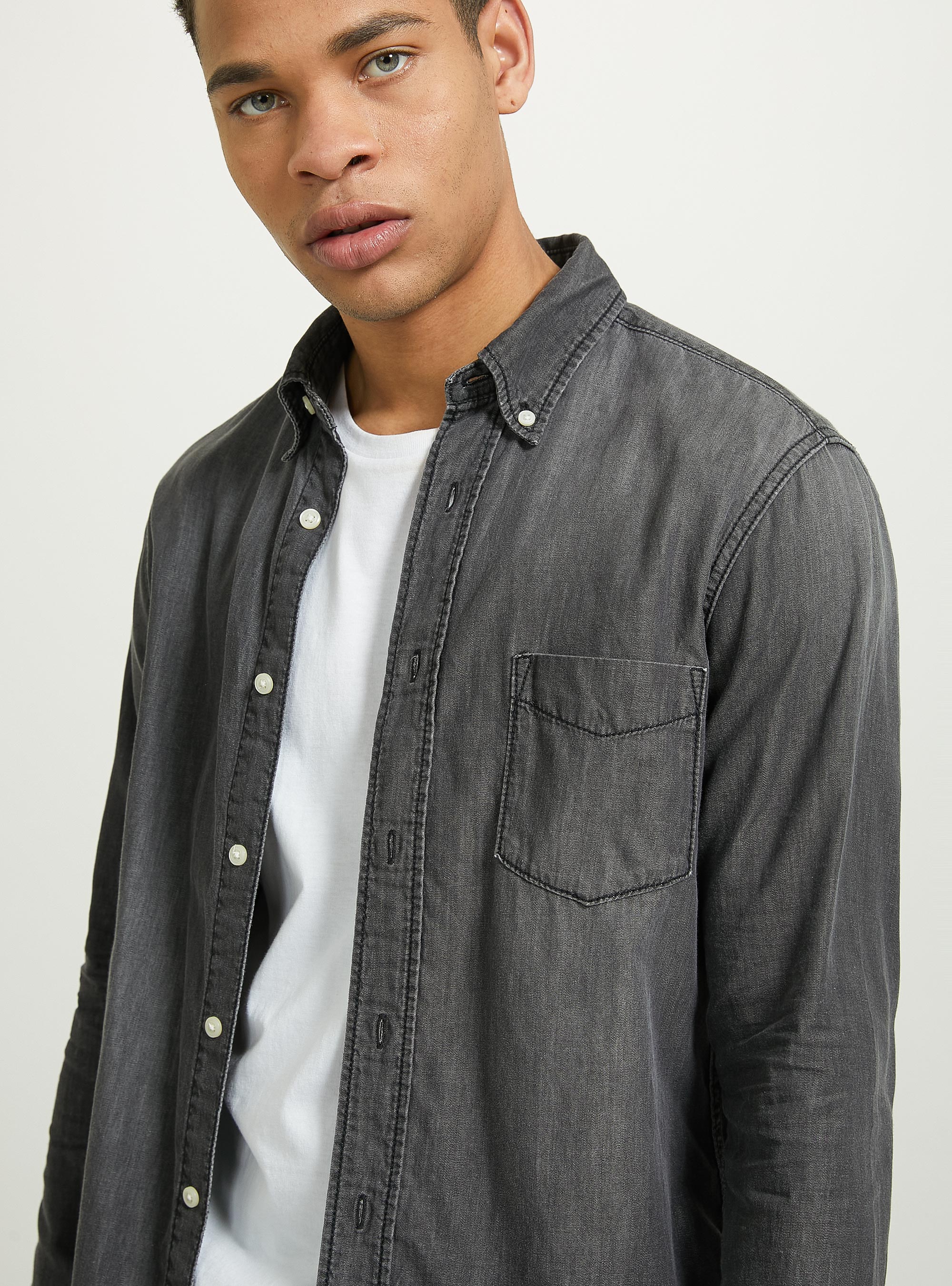 Denim shirt, D000 BLACK