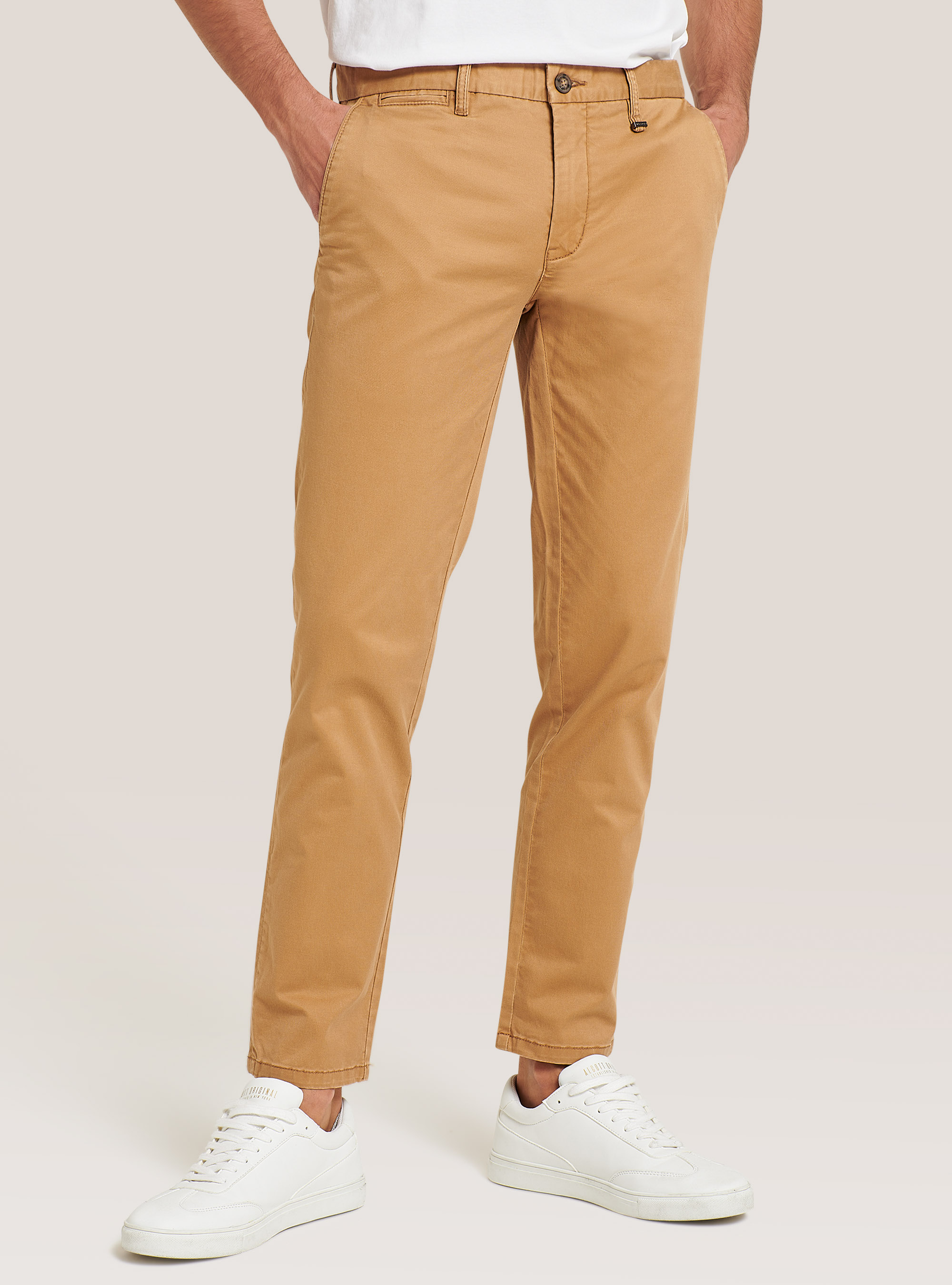 Twill stretch cotton chinos, MUSTARD