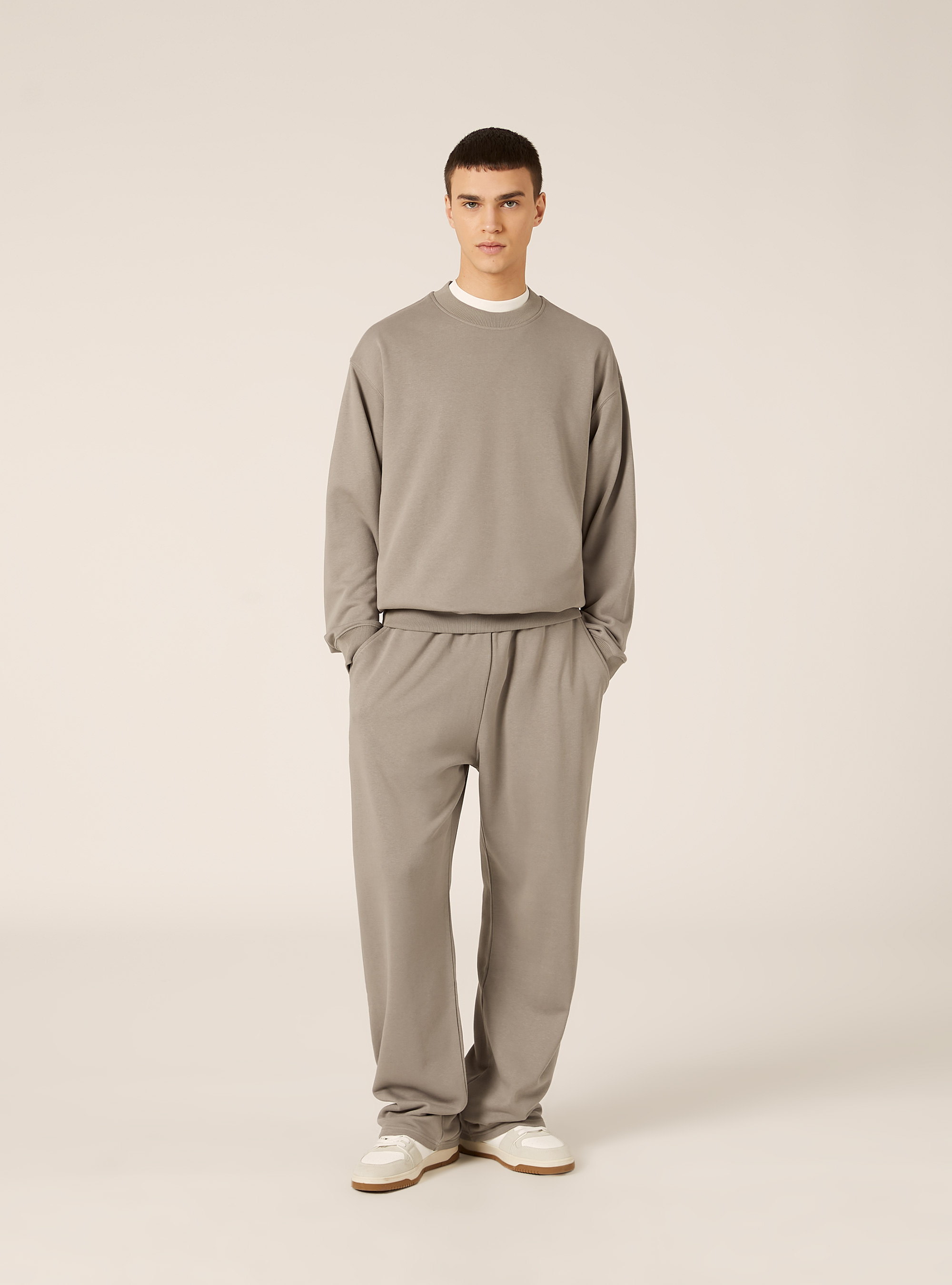 Felpa girocollo basica boxy fit, GY2 GREY MEDIUM