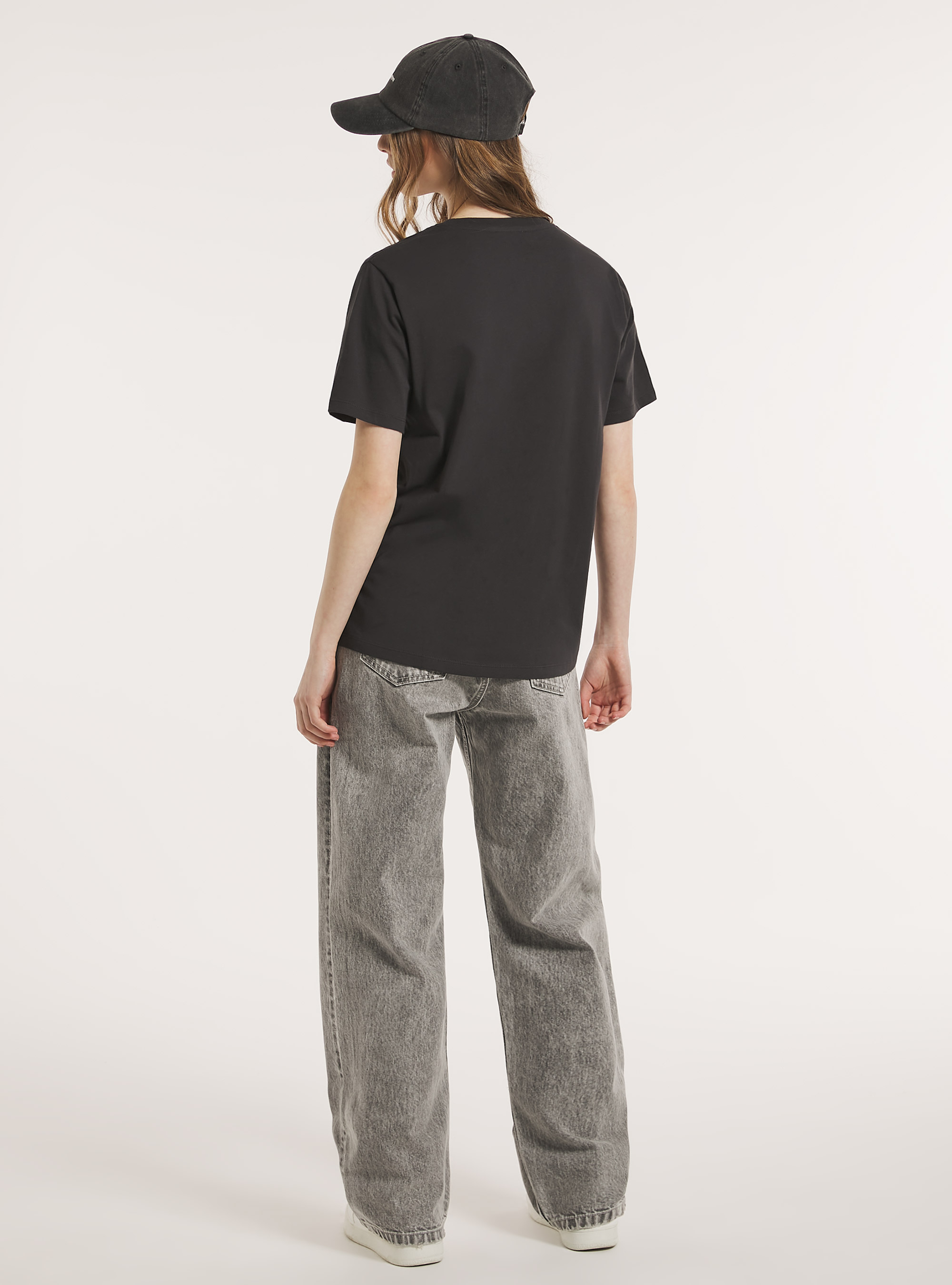 Crew-neck cotton T-shirt, BK3 BLACK CHARCOAL