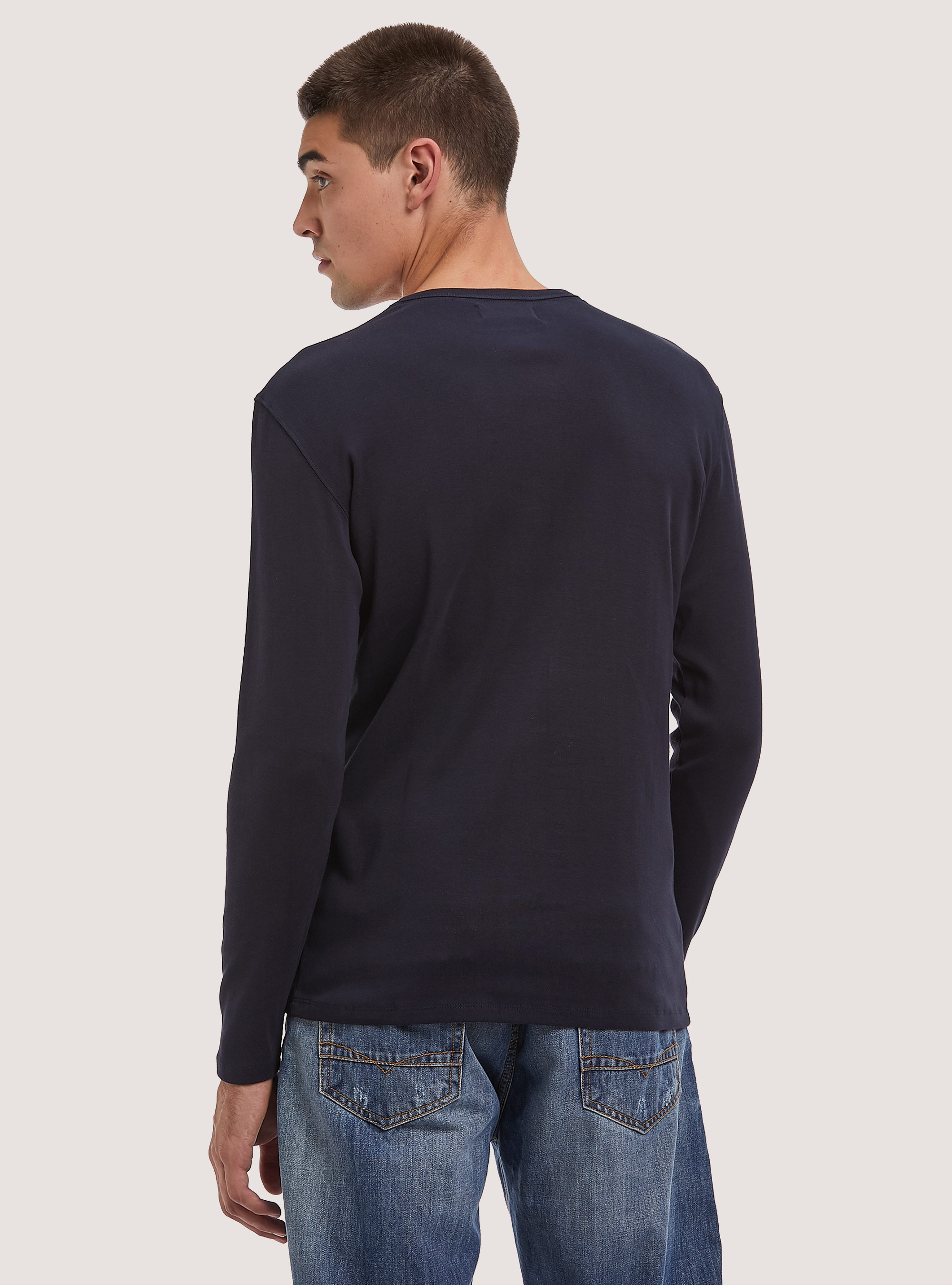 Long-sleeved cotton T-shirt, NA1 NAVY DARK