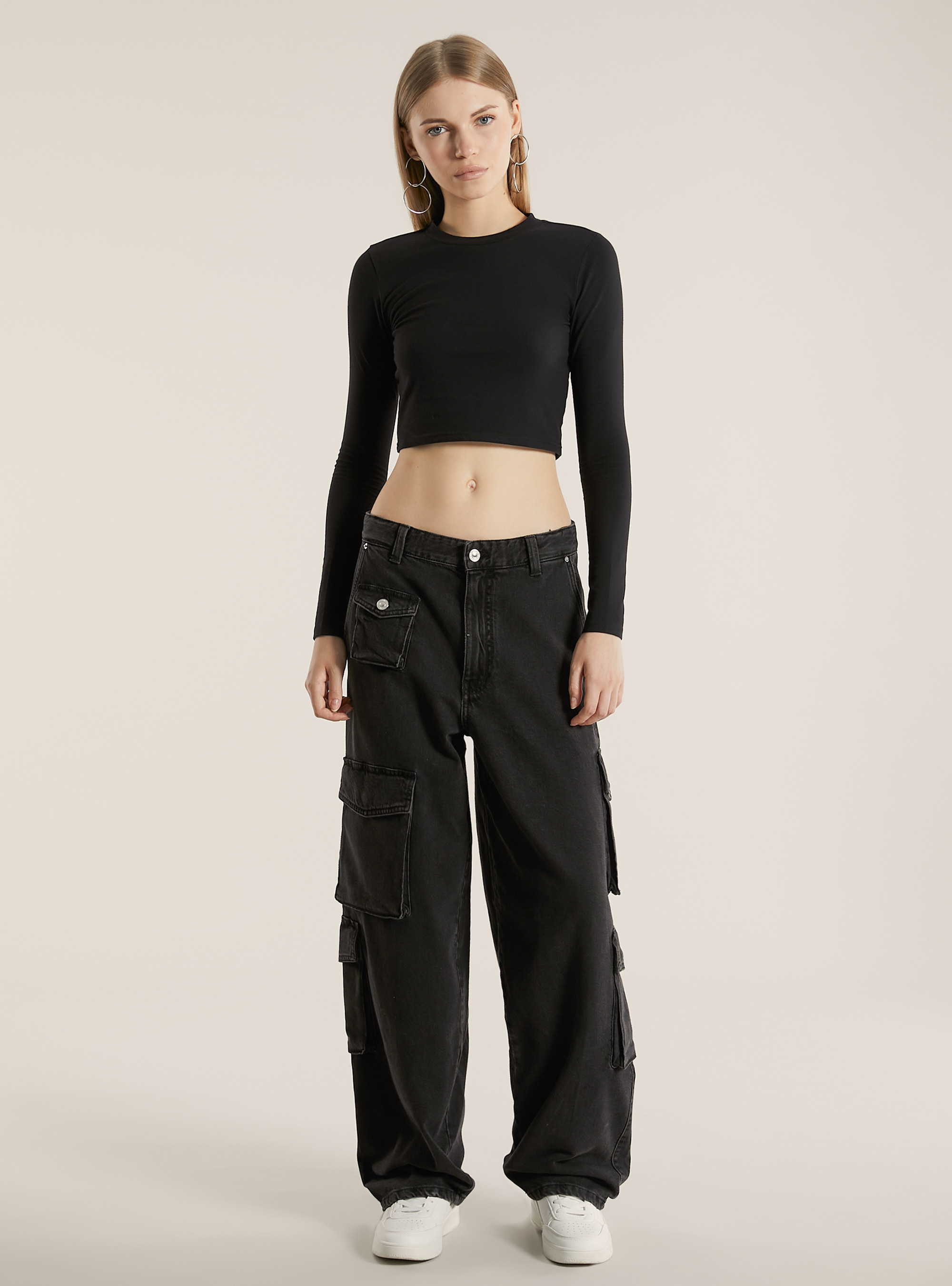 Multi cargo comfort fit jeans, D000 BLACK