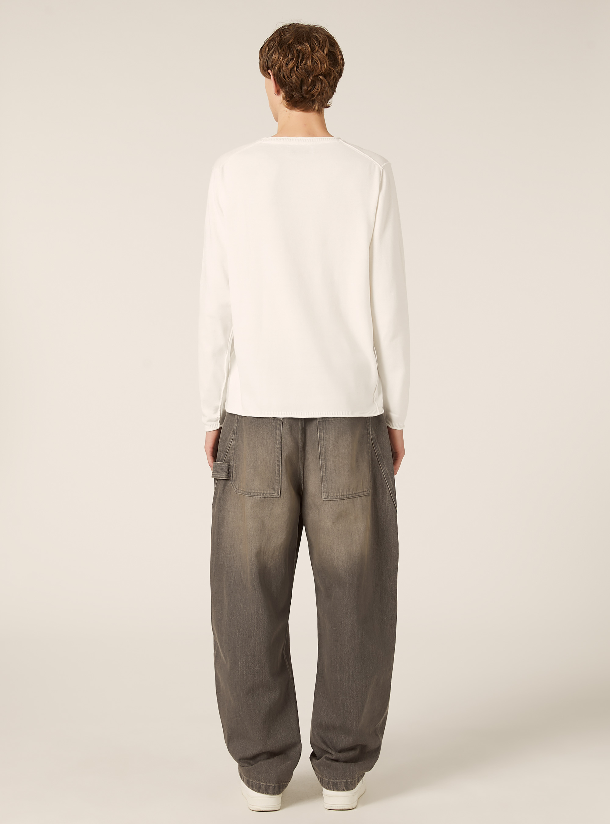 Raw cut pullover with roll neck, WH2 WHITE