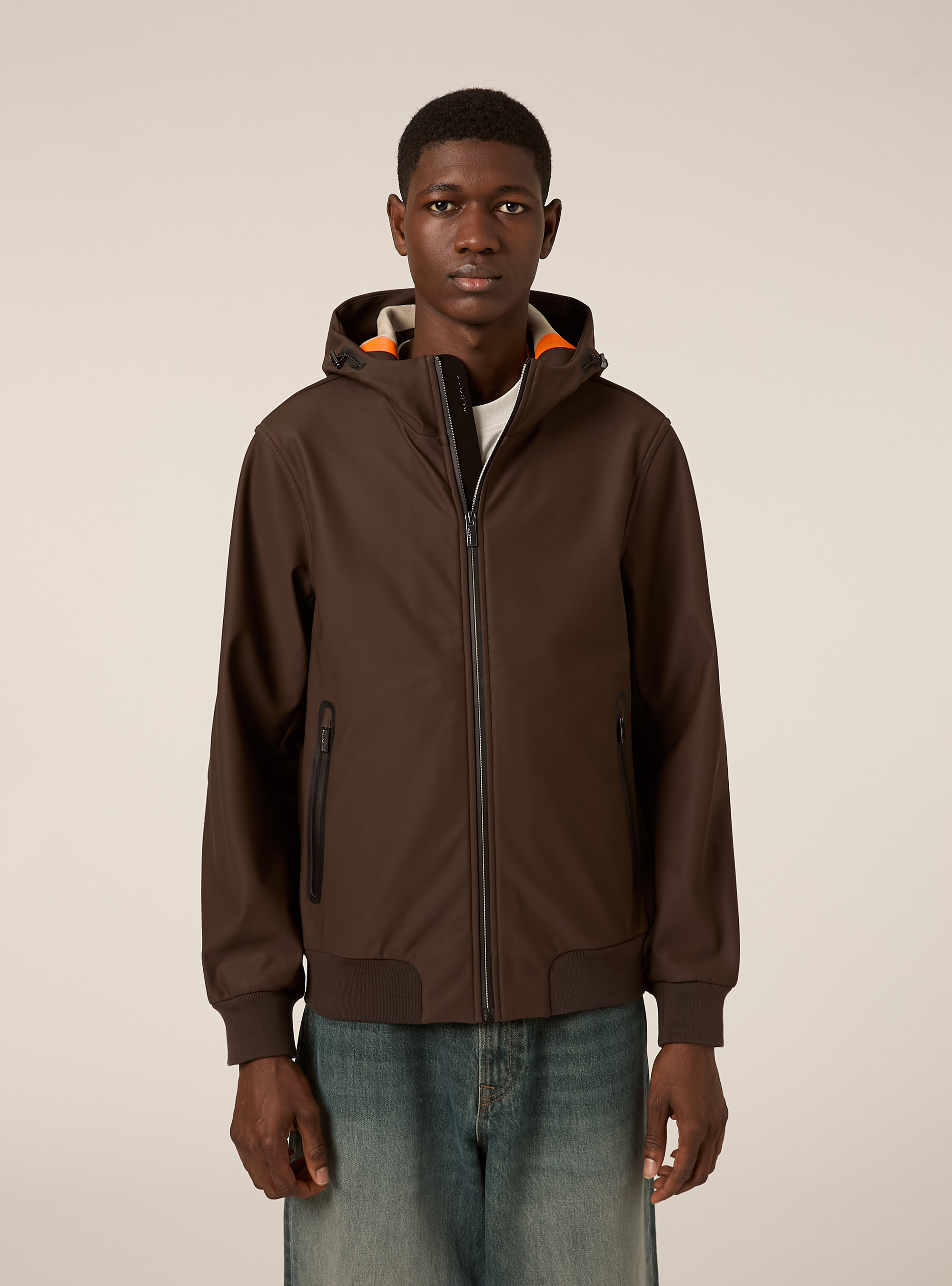 Veste en tissu technique avec capuche, BR2 BROWN MEDIUM