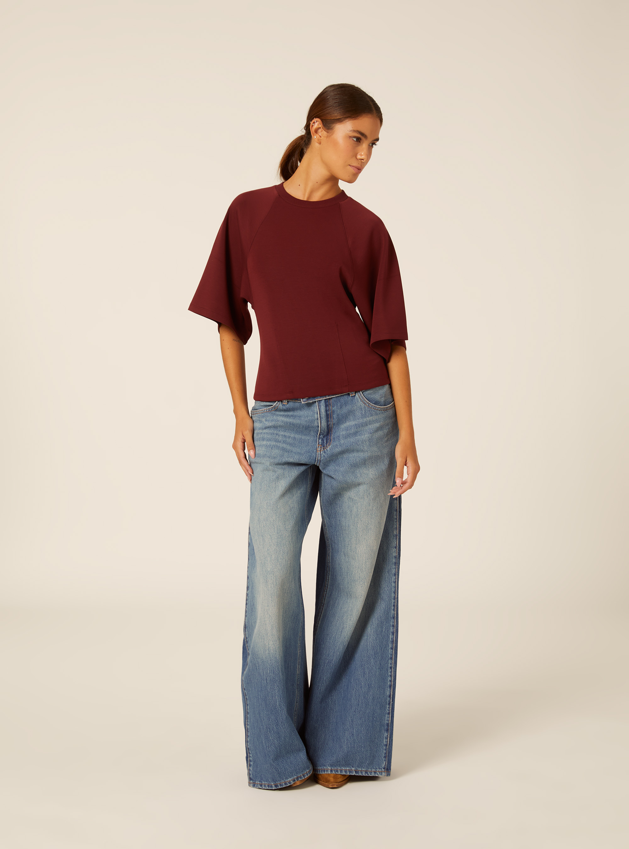 T-shirt soft touch, BO1 BORDEAUX DARK
