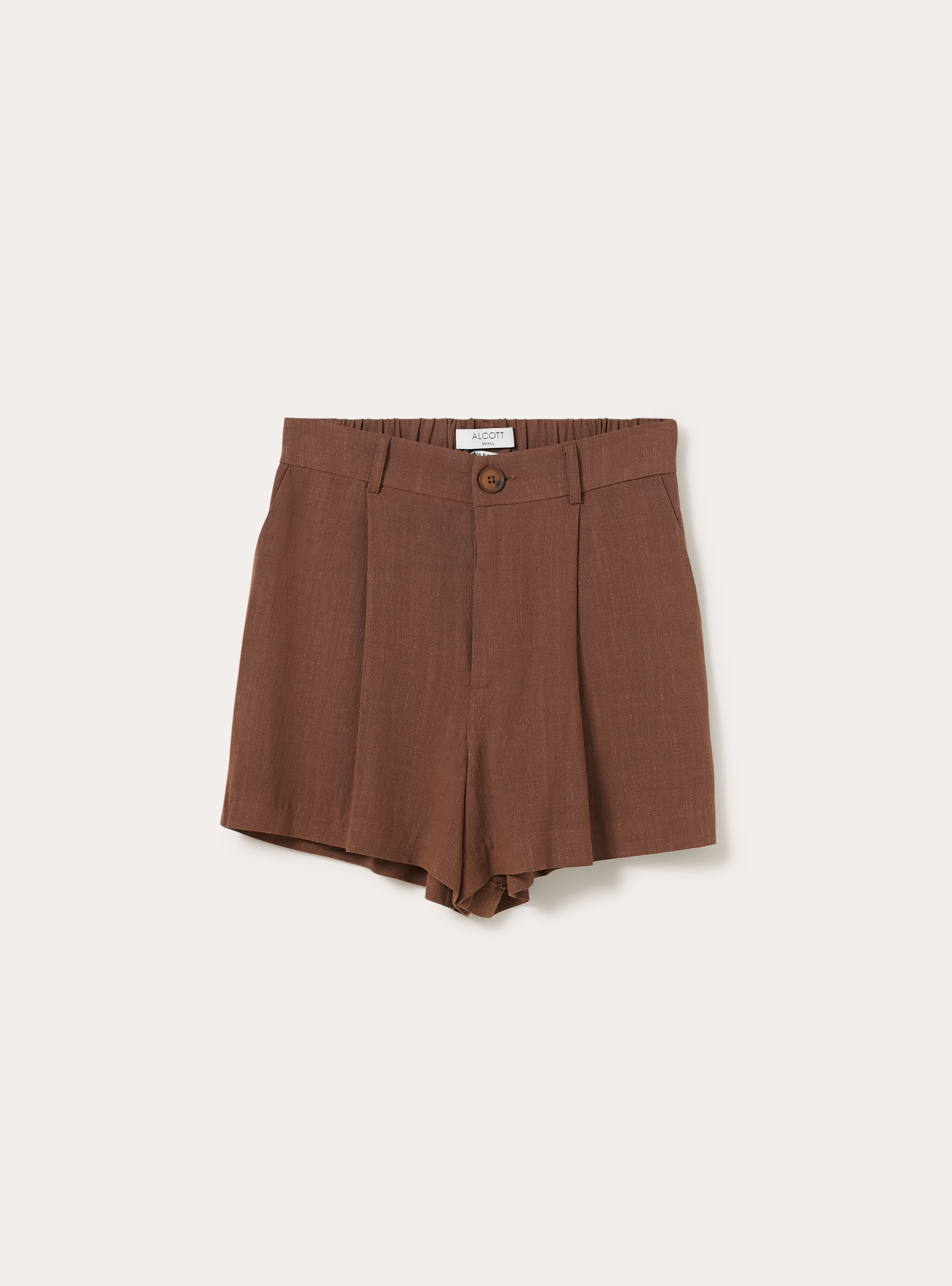 Shorts morbidi in misto lino, BR2 BROWN MEDIUM