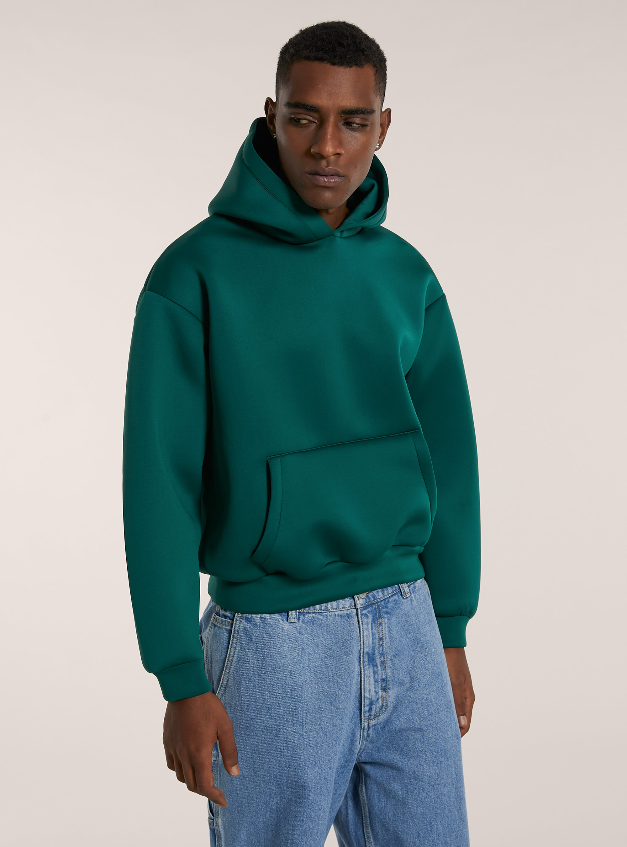 Boxy fit sweatshirt in scuba fabric, GN1 GREEN DARK