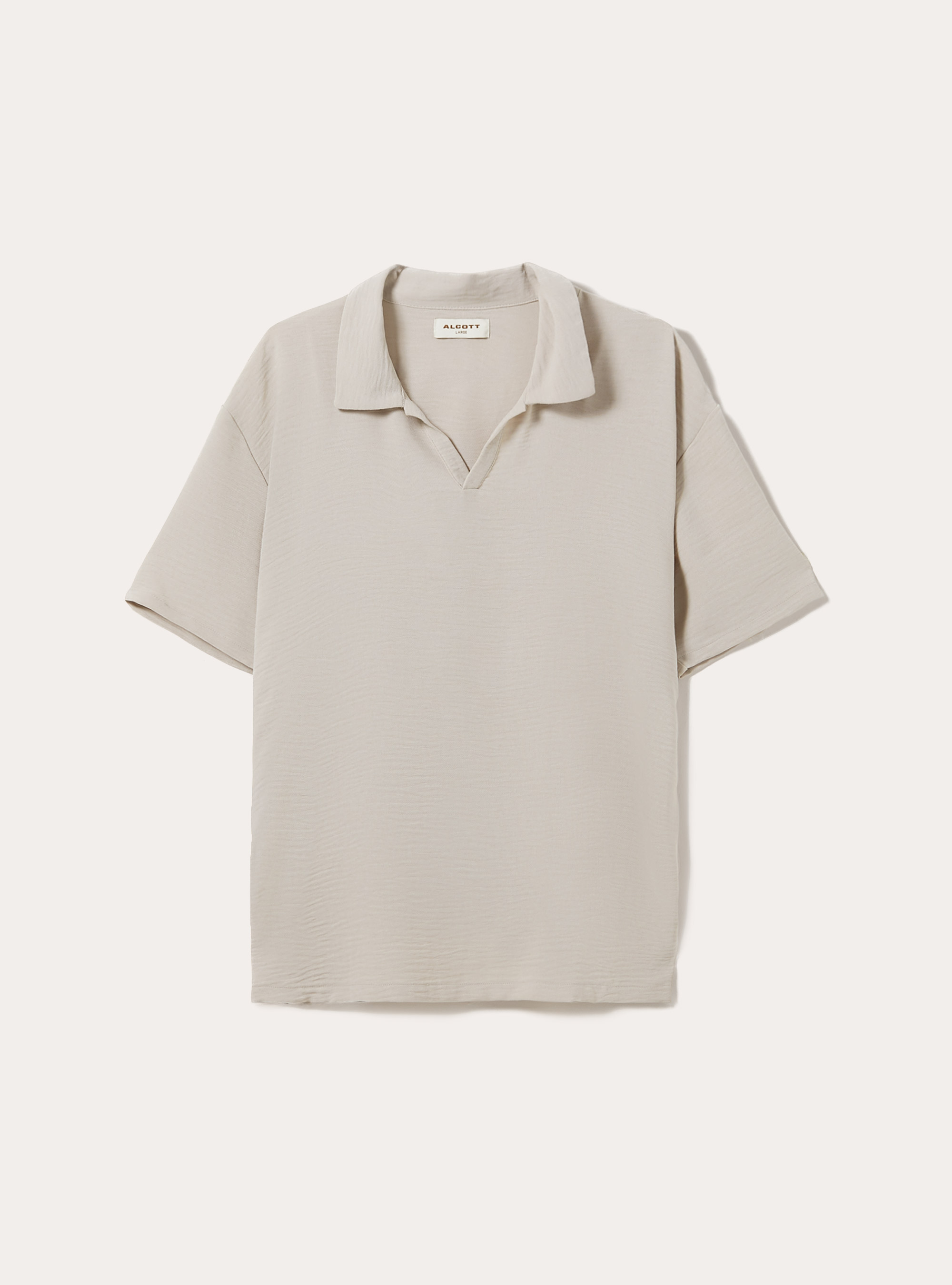 Crepe polo shirt with open collar, BG2 BEIGE MEDIUM