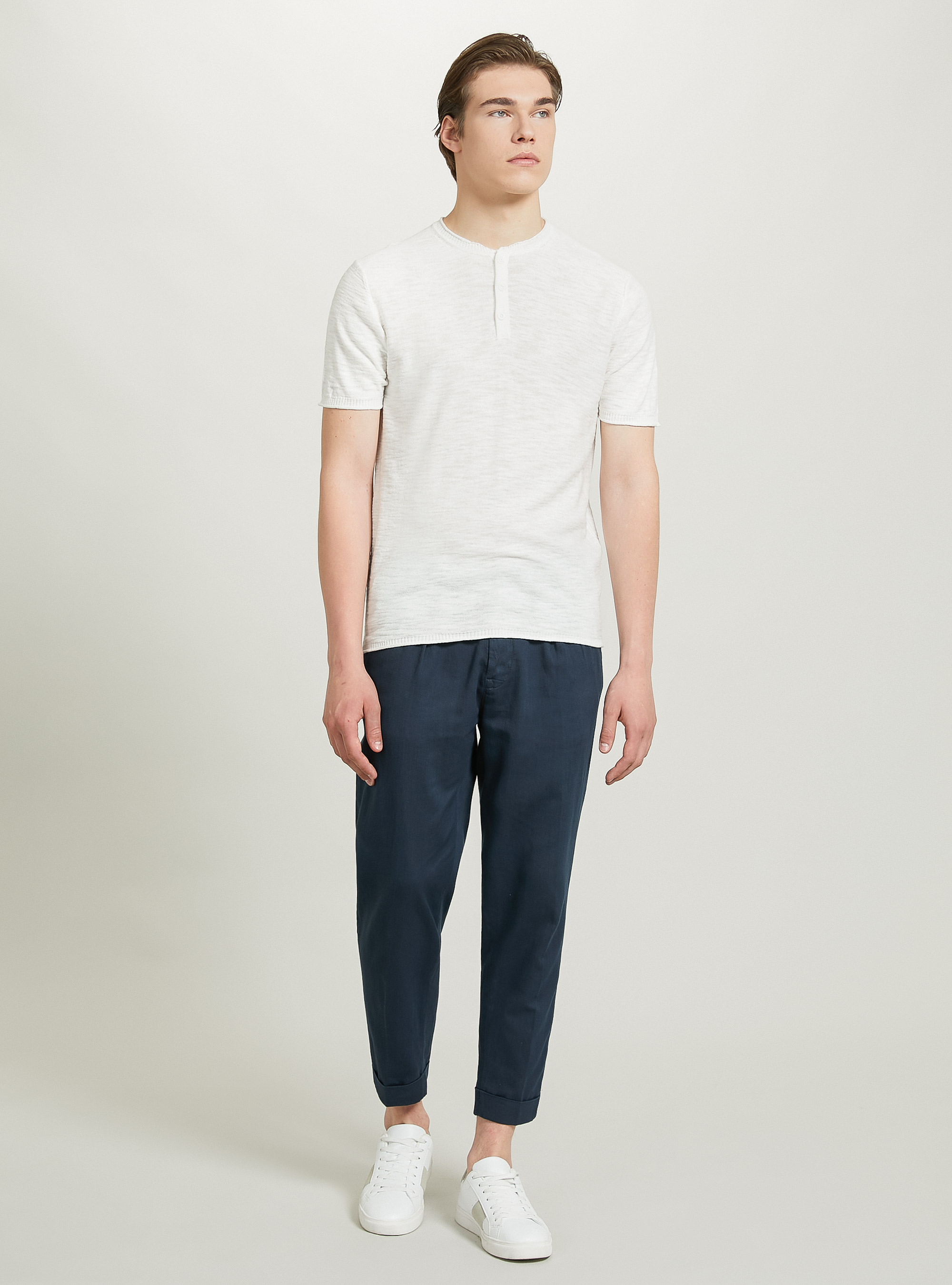 Short-sleeved serafino pullover, WH2 WHITE