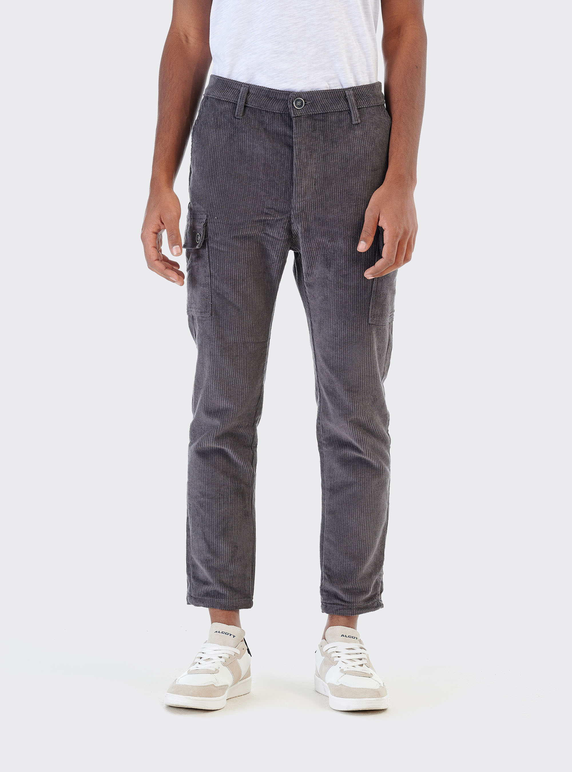 Velvet cargo trousers, GREY