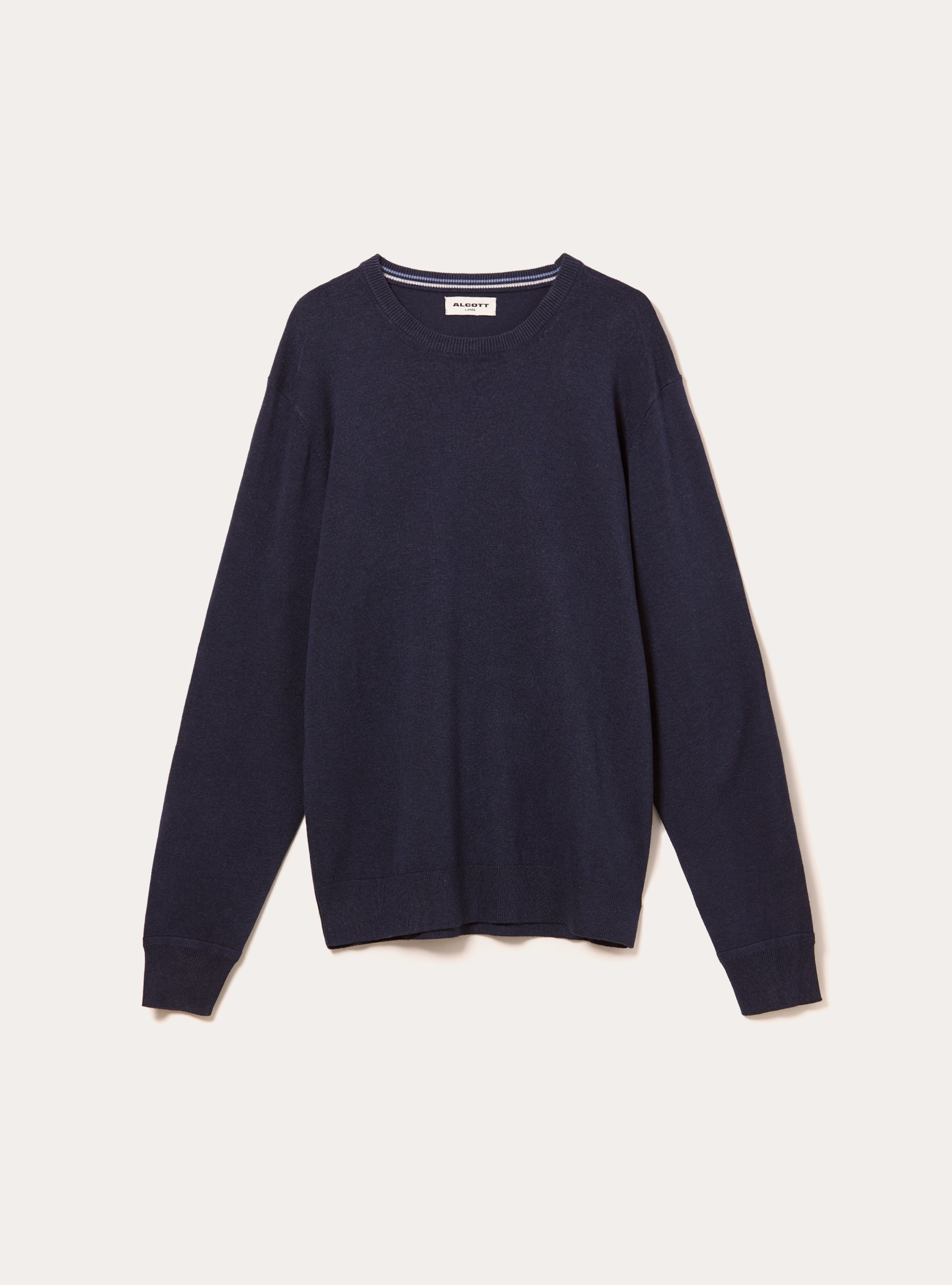 Jersey de cuello redondo de viscosa Ecovero, MNA2 NAVY MEL MED