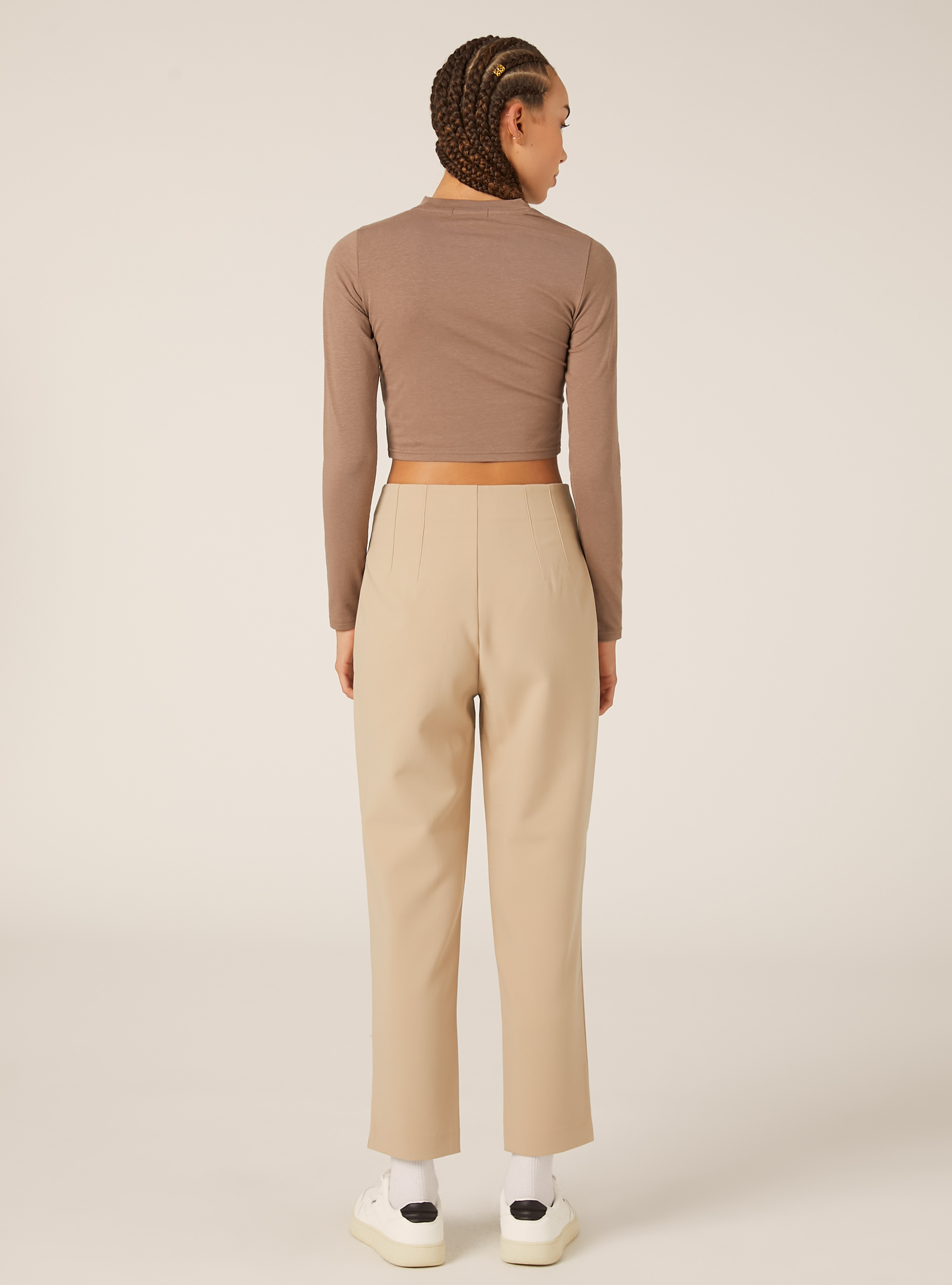Plain trousers with pleats, BG2 BEIGE MEDIUM