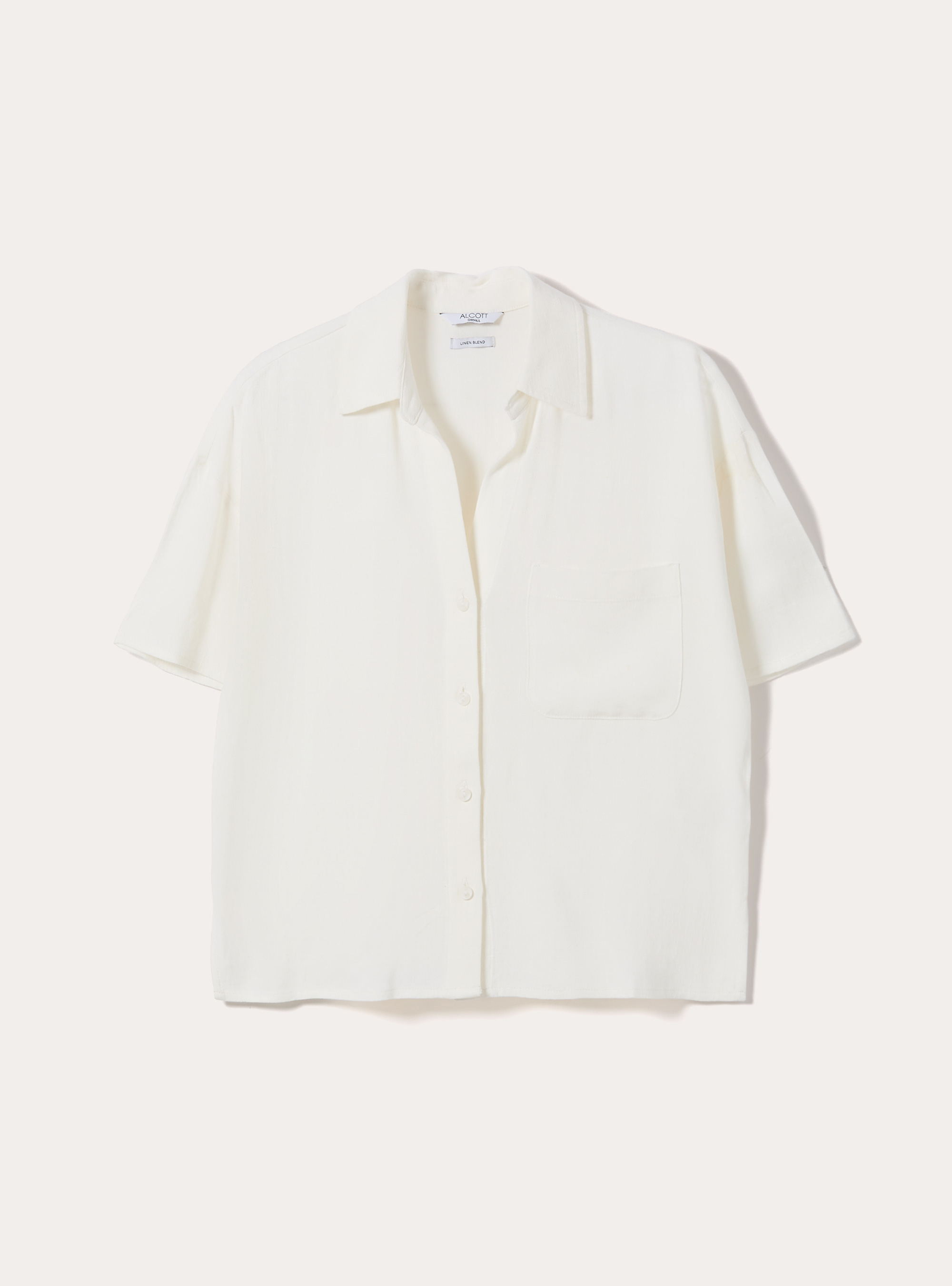 Camisa cropped de mezcla de lino, WH2 WHITE
