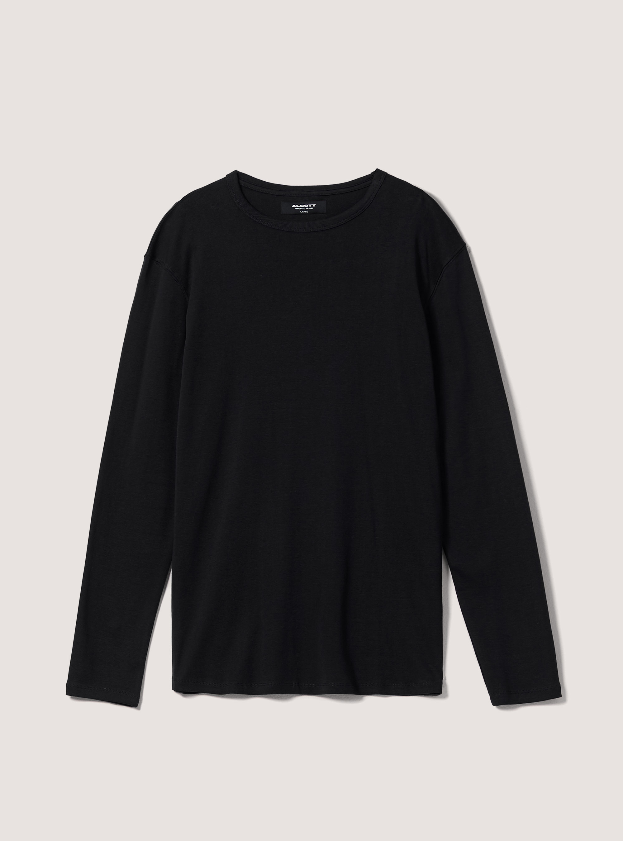 Long-sleeved cotton T-shirt, BK1 BLACK