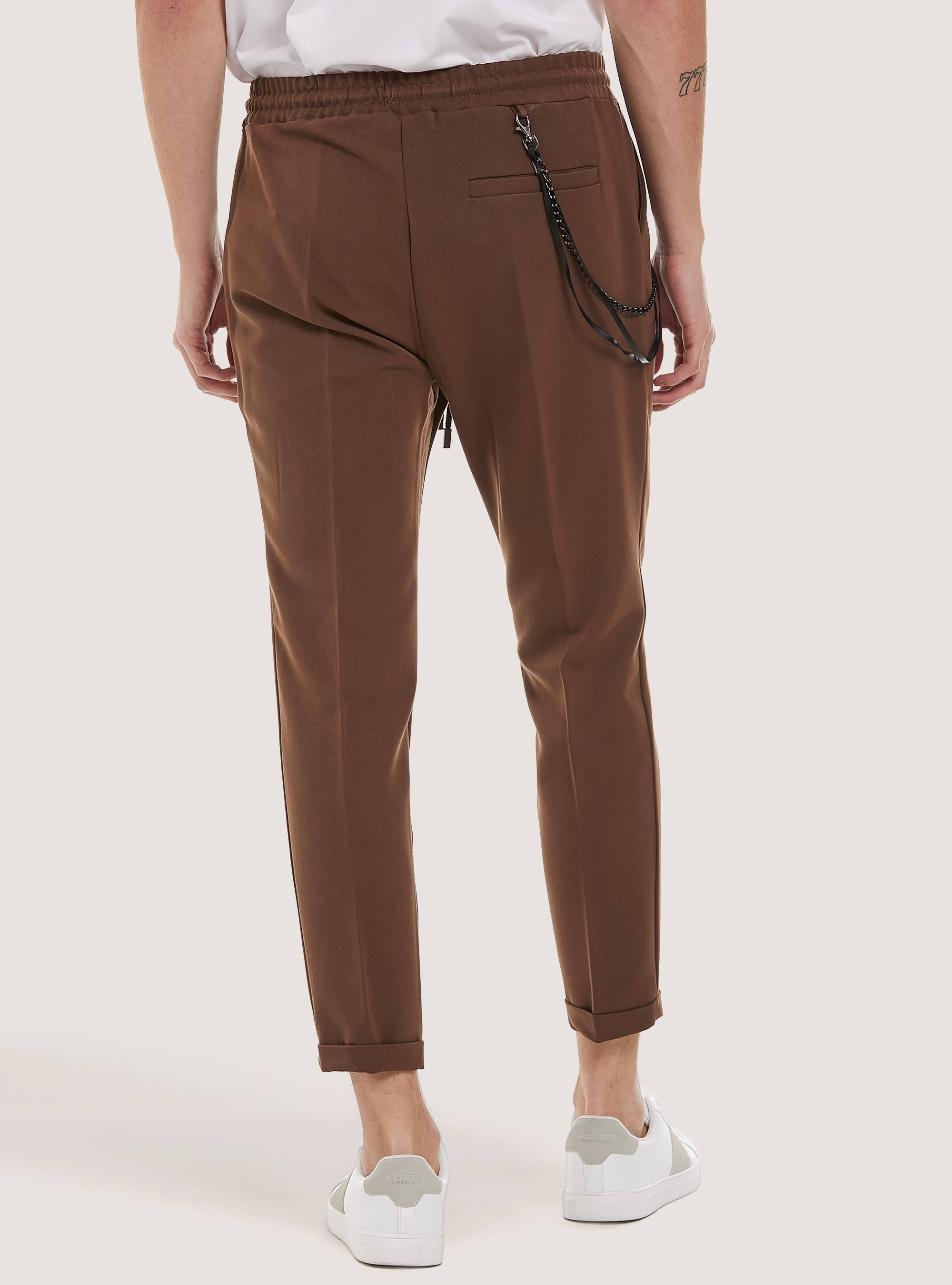 Pantaloni jogger con doppia pences, BR2 BROWN MEDIUM