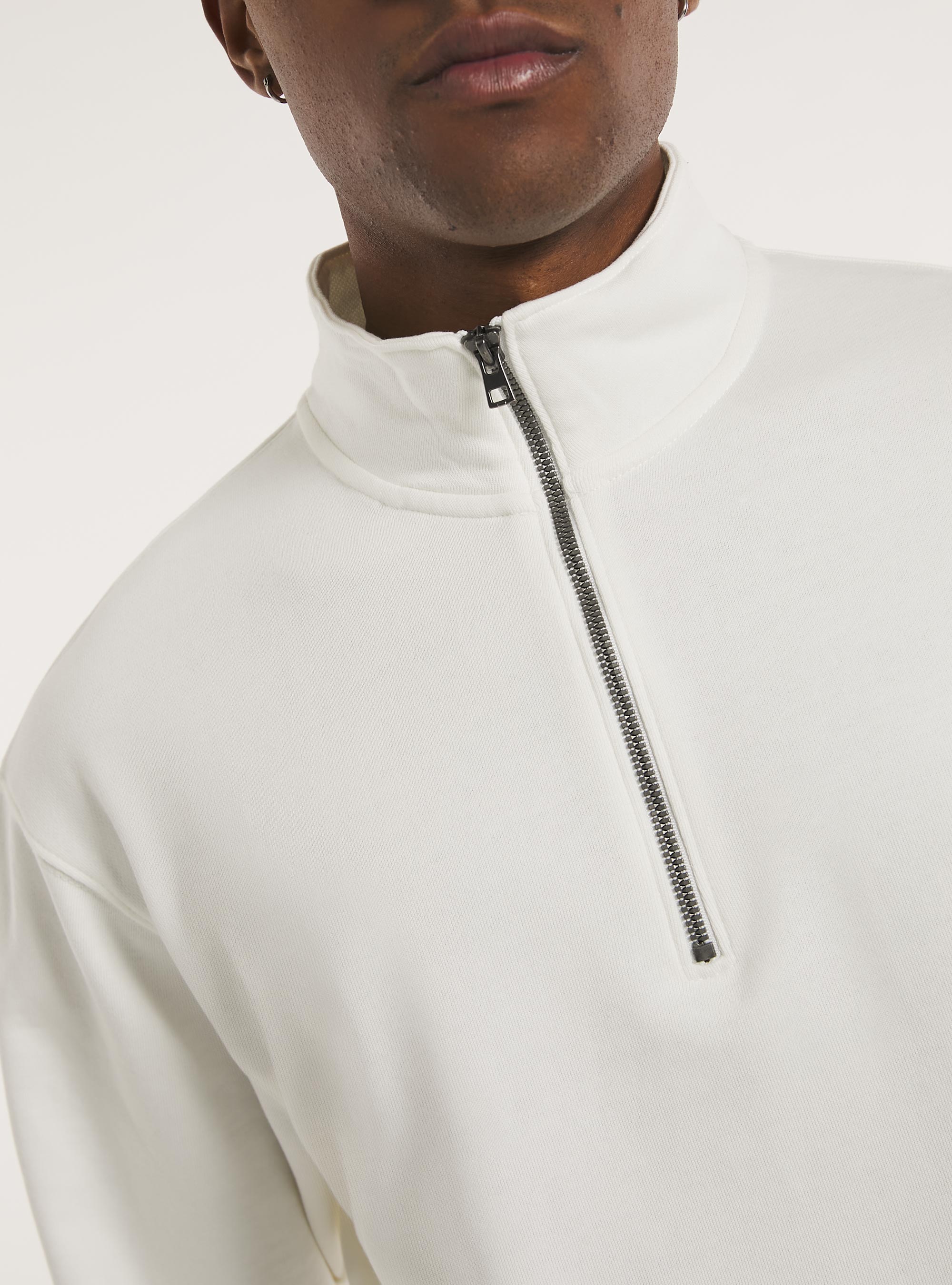 Zip half-neck sweatshirt, WH1 OFF WHITE