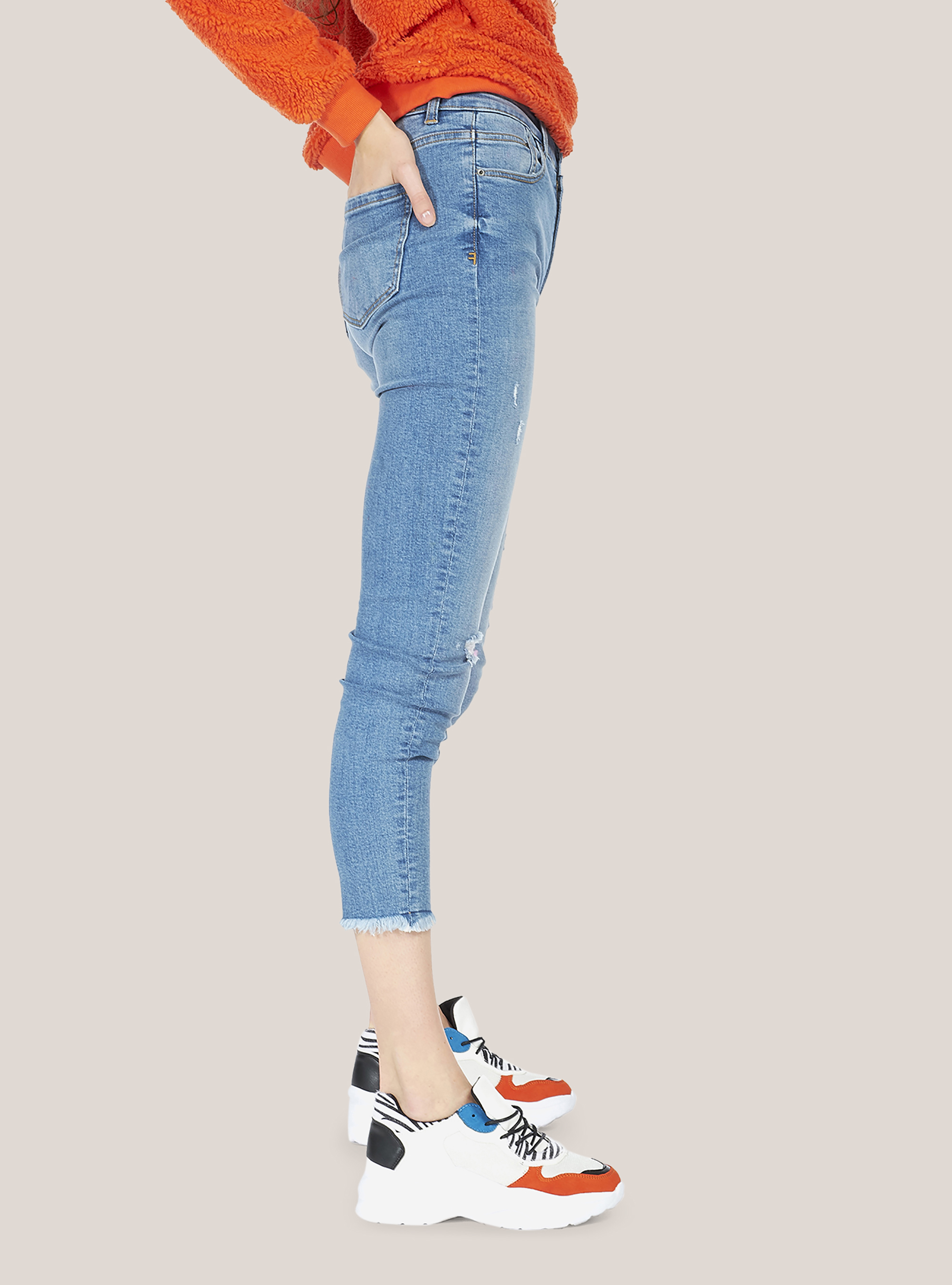 JEANS SKINNY HIGH WAIST, BLUE