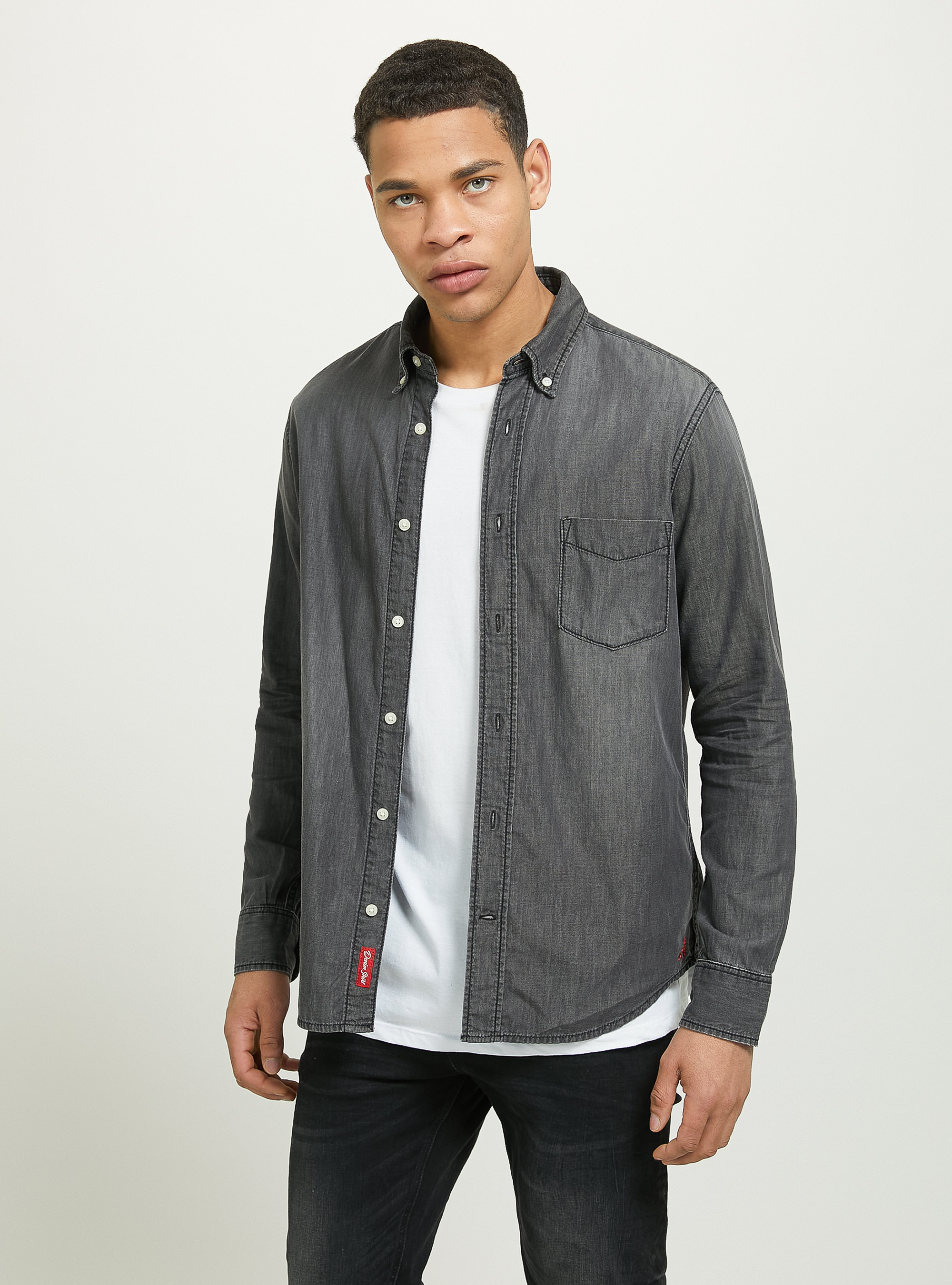 Denim shirt, D000 BLACK