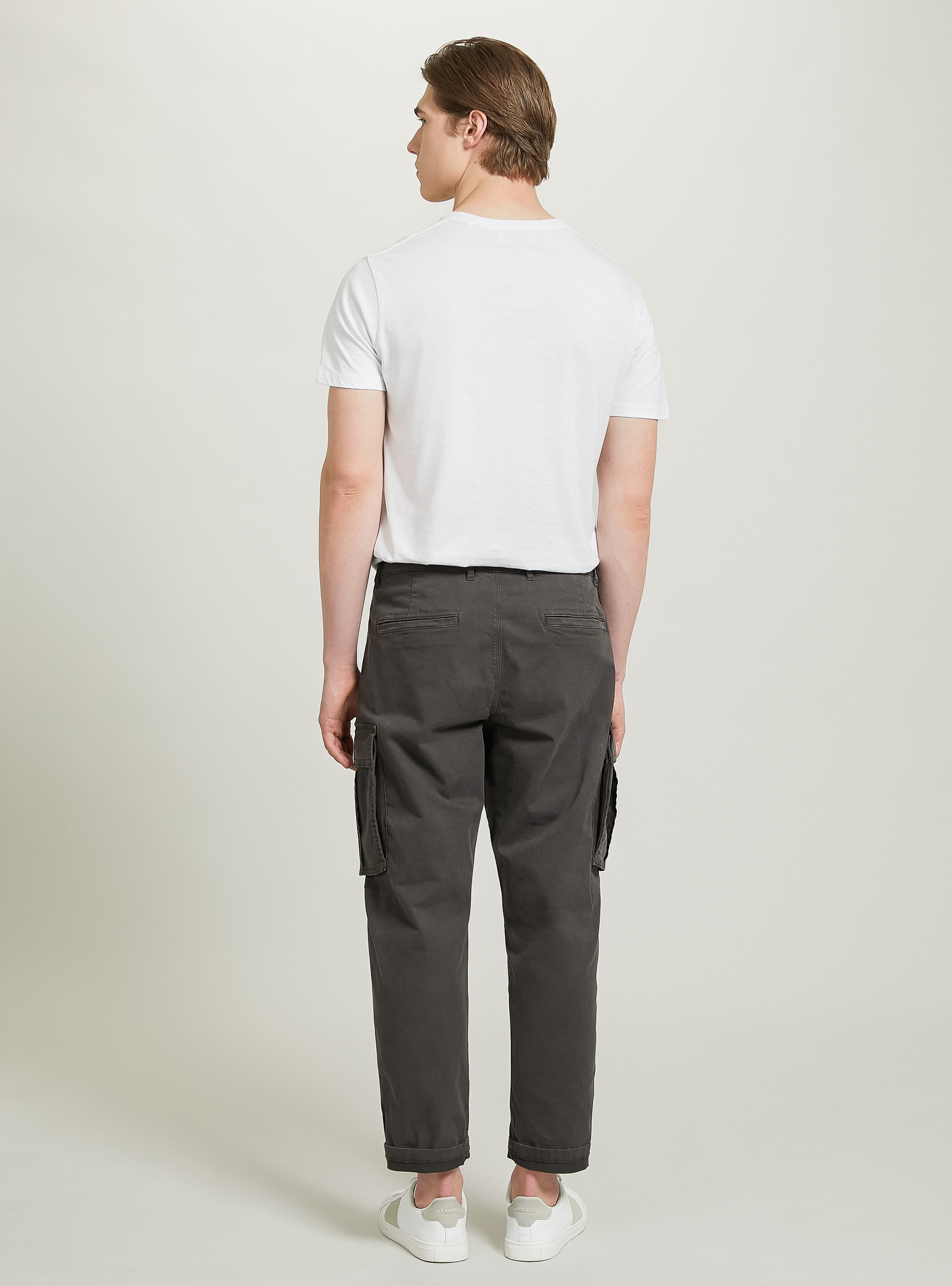 Pantaloni cargo relaxed in twill stretch, GY2 GREY MEDIUM
