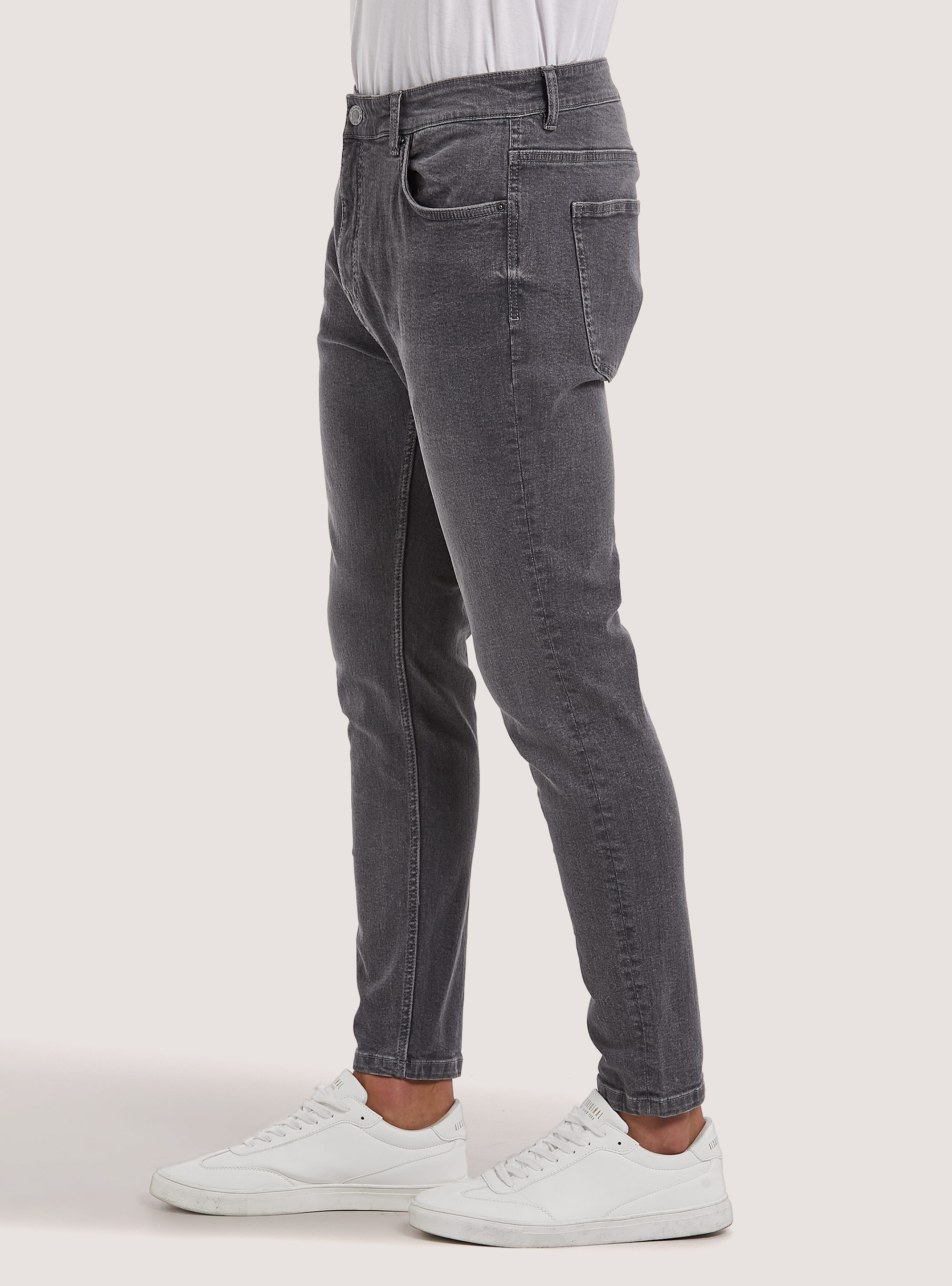 Stretch denim carrot fit jeans, D00G GREY