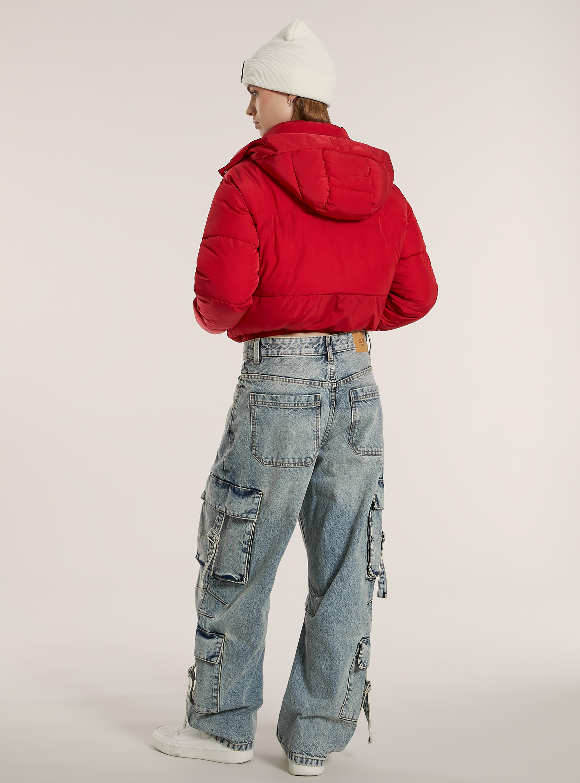 Giubbotto puffy con cappuccio removibile, RD2 RED MEDIUM