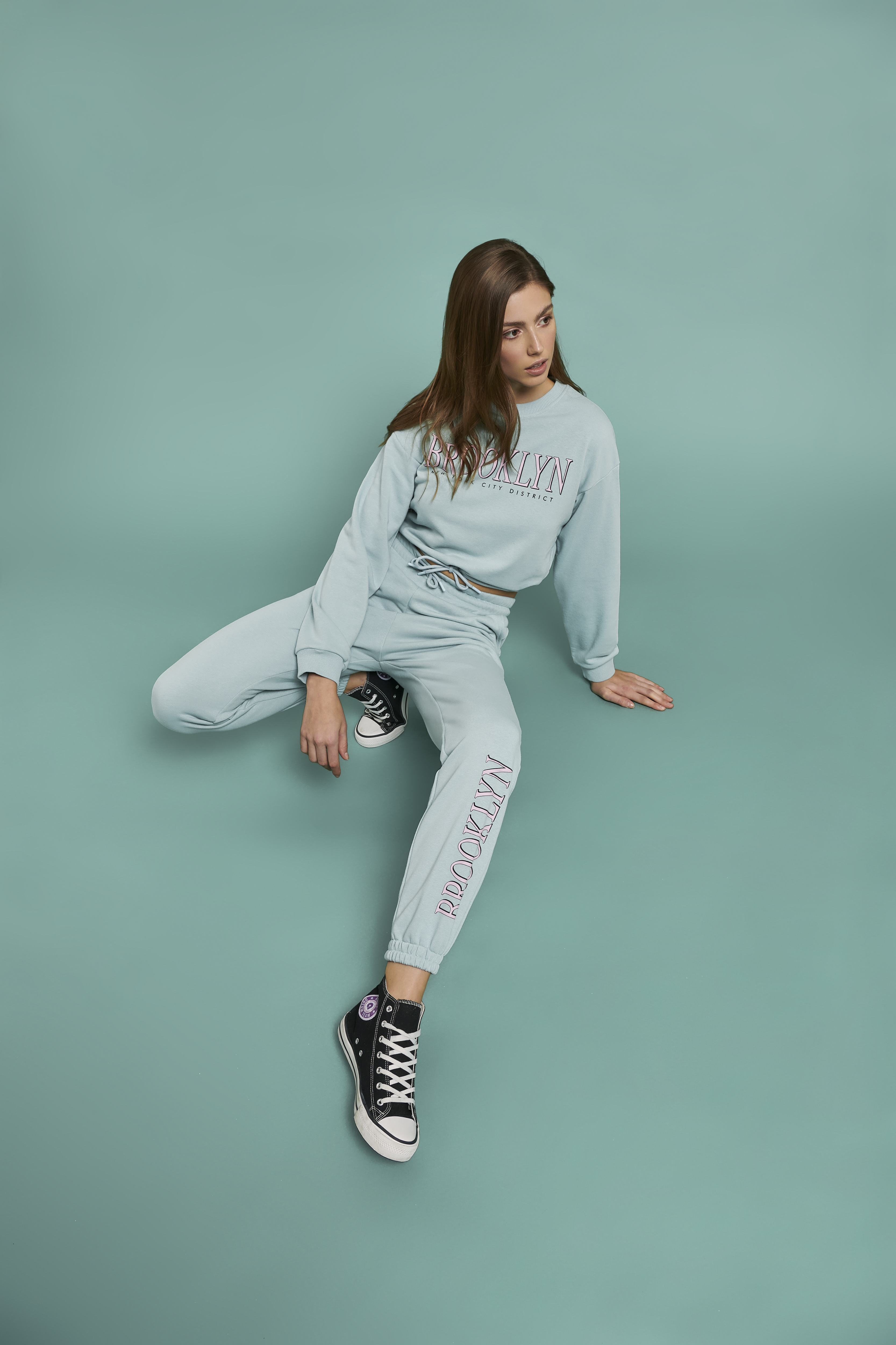 Jogger College mit Lettering Print, C6699 GREEN