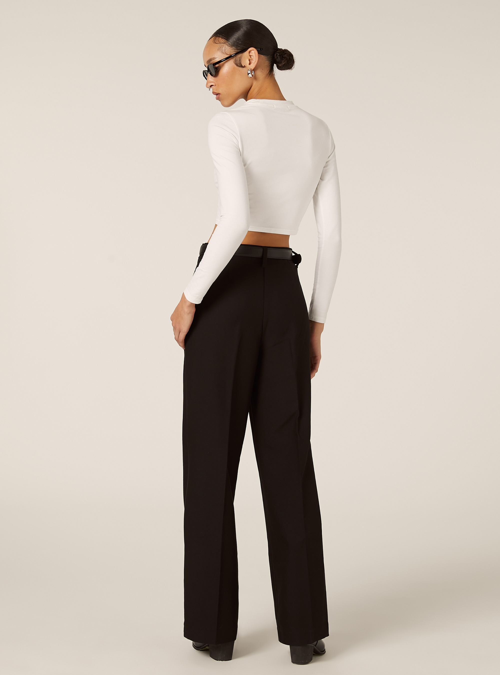 Tailored trousers with belt, BK1 BLACK