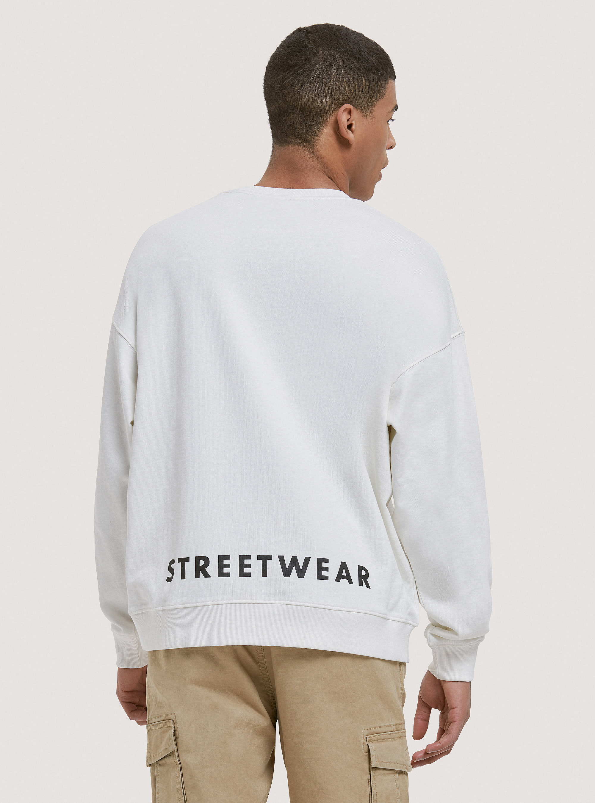 Crewneck sweatshirt with graphic print, C0020 OFF WHITE