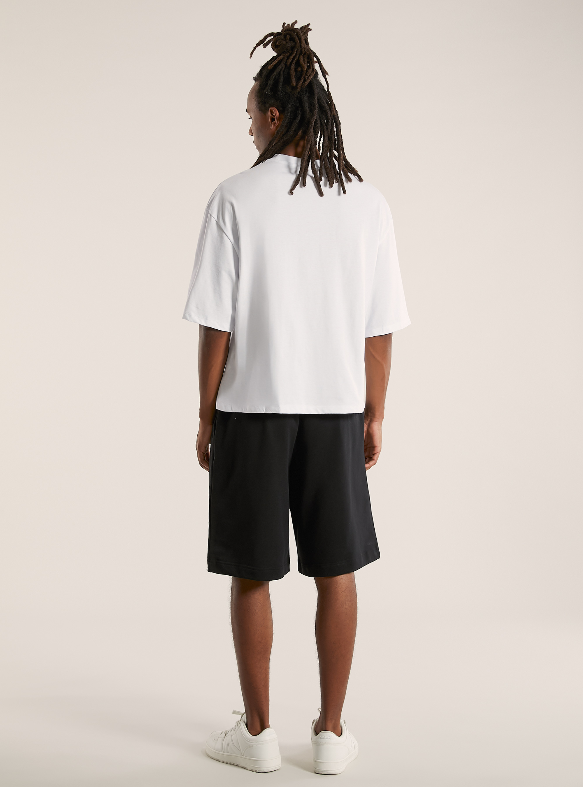 Tee-shirt en coton à la coupe super-robuste, WH3 WHITE