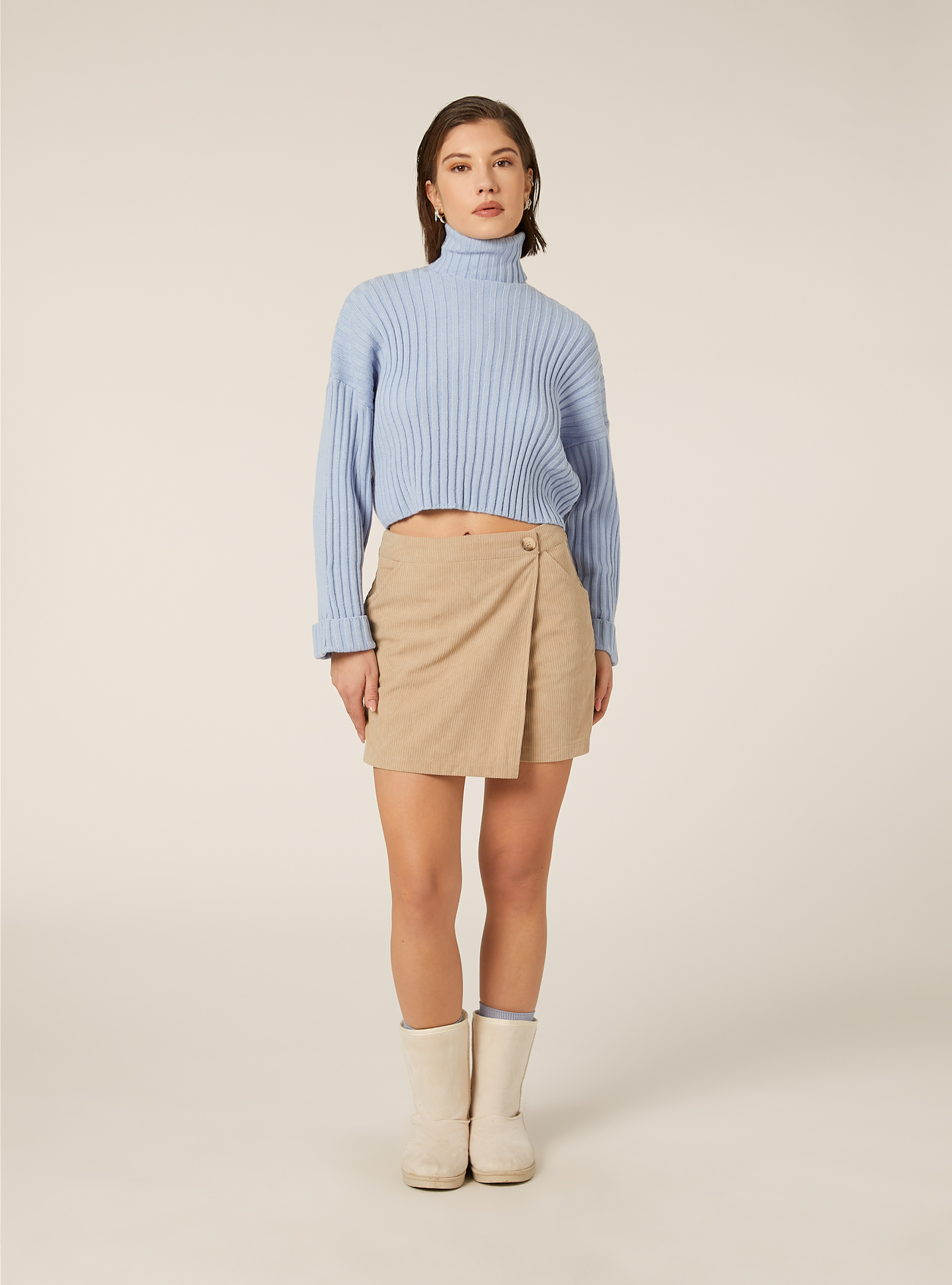 Falda pantal&oacute;n de terciopelo acanalado, BG2 BEIGE MEDIUM