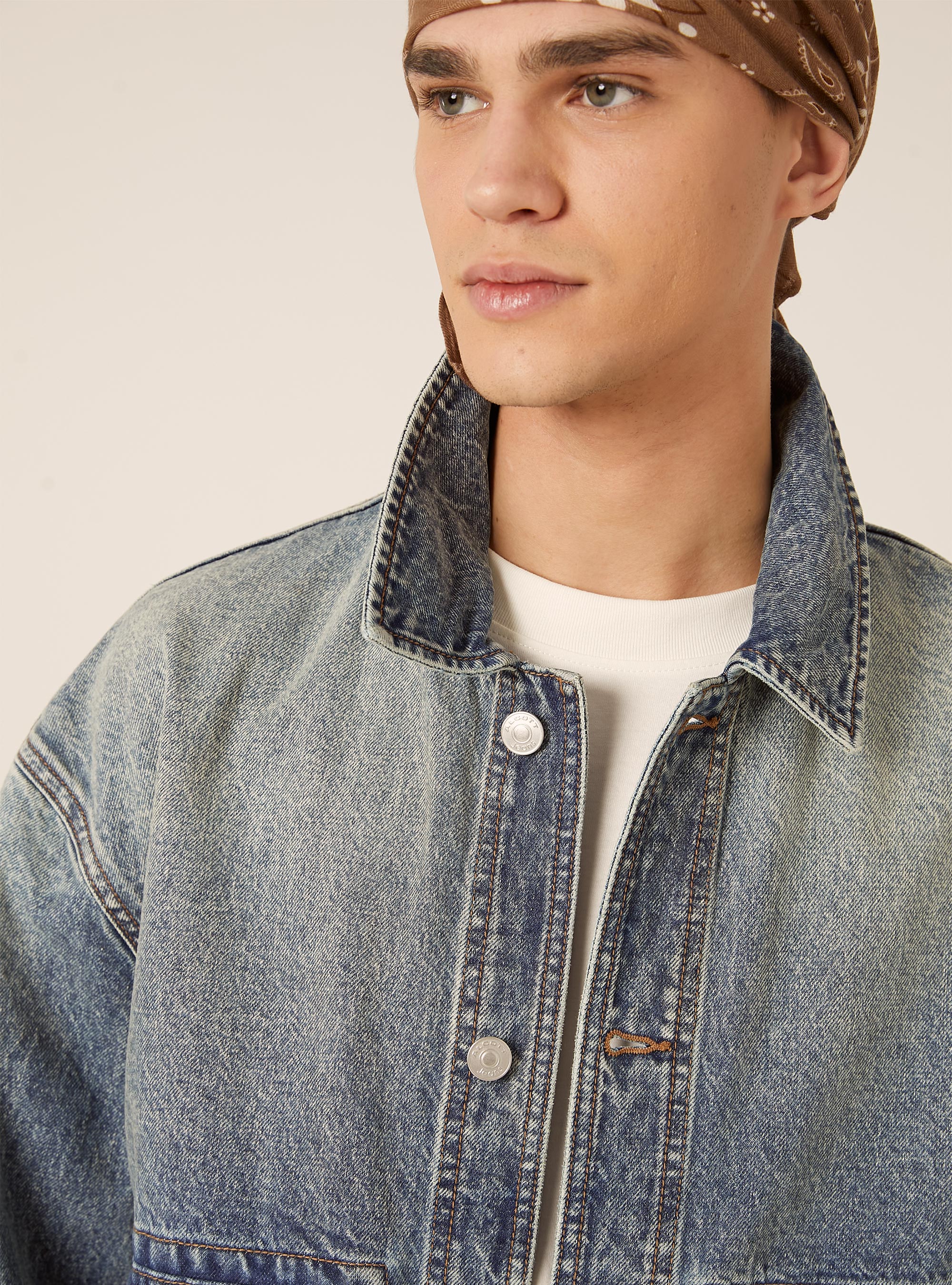 Giubbino in denim  dirt garage wash, D007 LIGHT AZURE