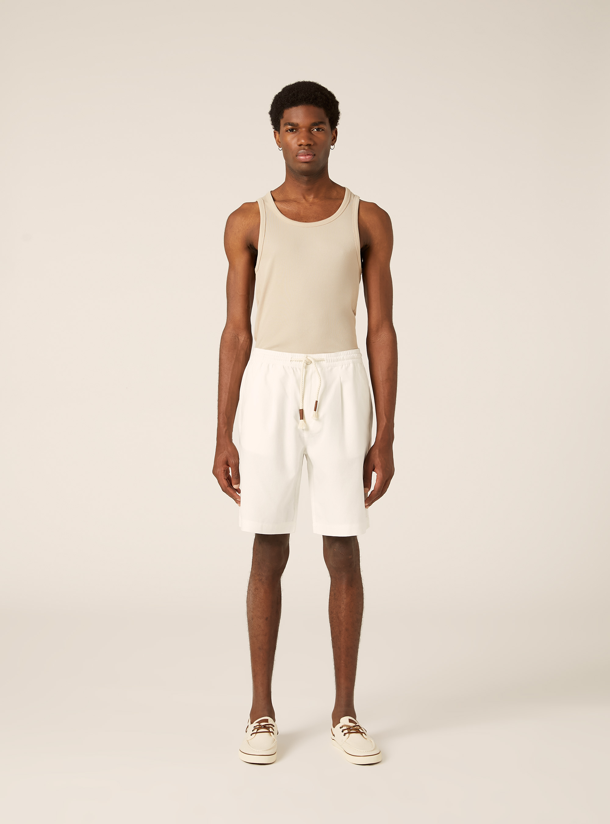 Leinen-Bermudas mit Kordelzug, WH1 OFF WHITE