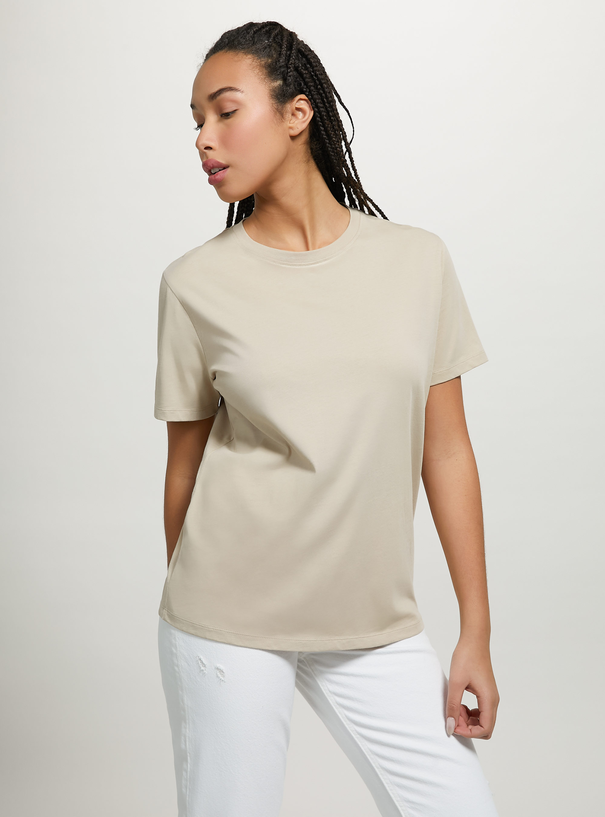 Cotton crew-neck T-shirt, BG2 BEIGE MEDIUM