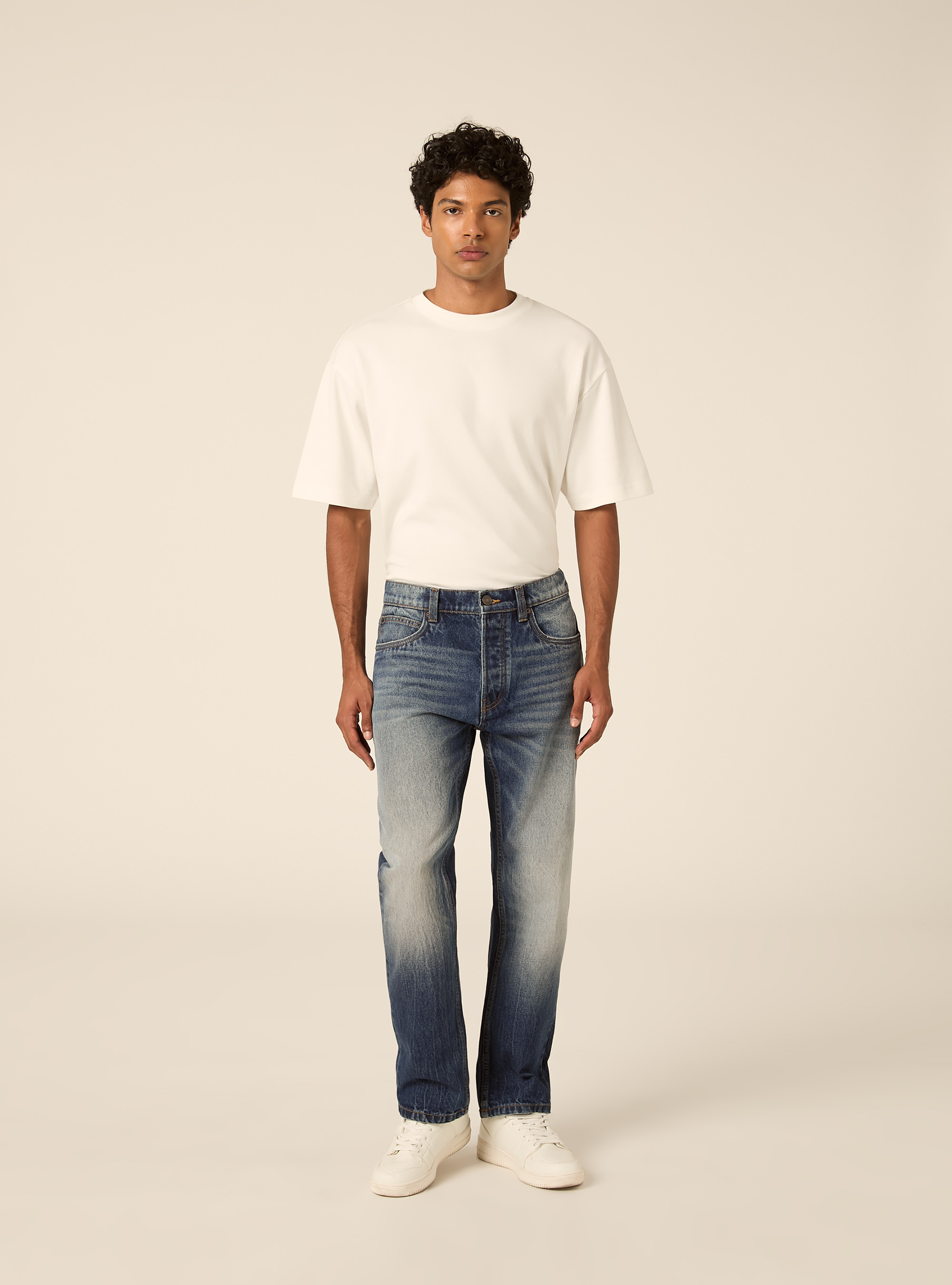 Jeans regular straight, D002 MEDIUM DARK BLUE