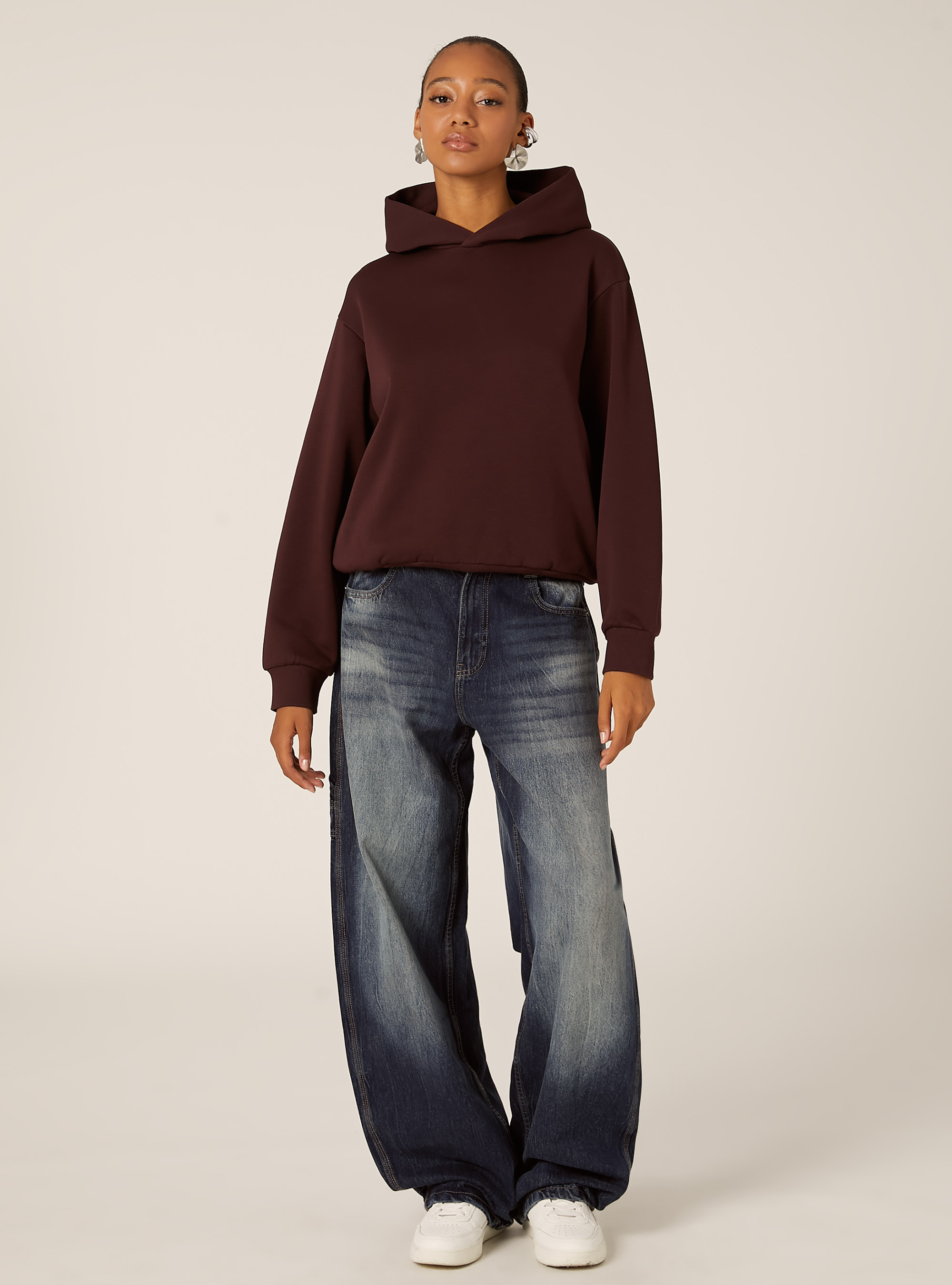 Sudadera oversize, BO1 BORDEAUX DARK