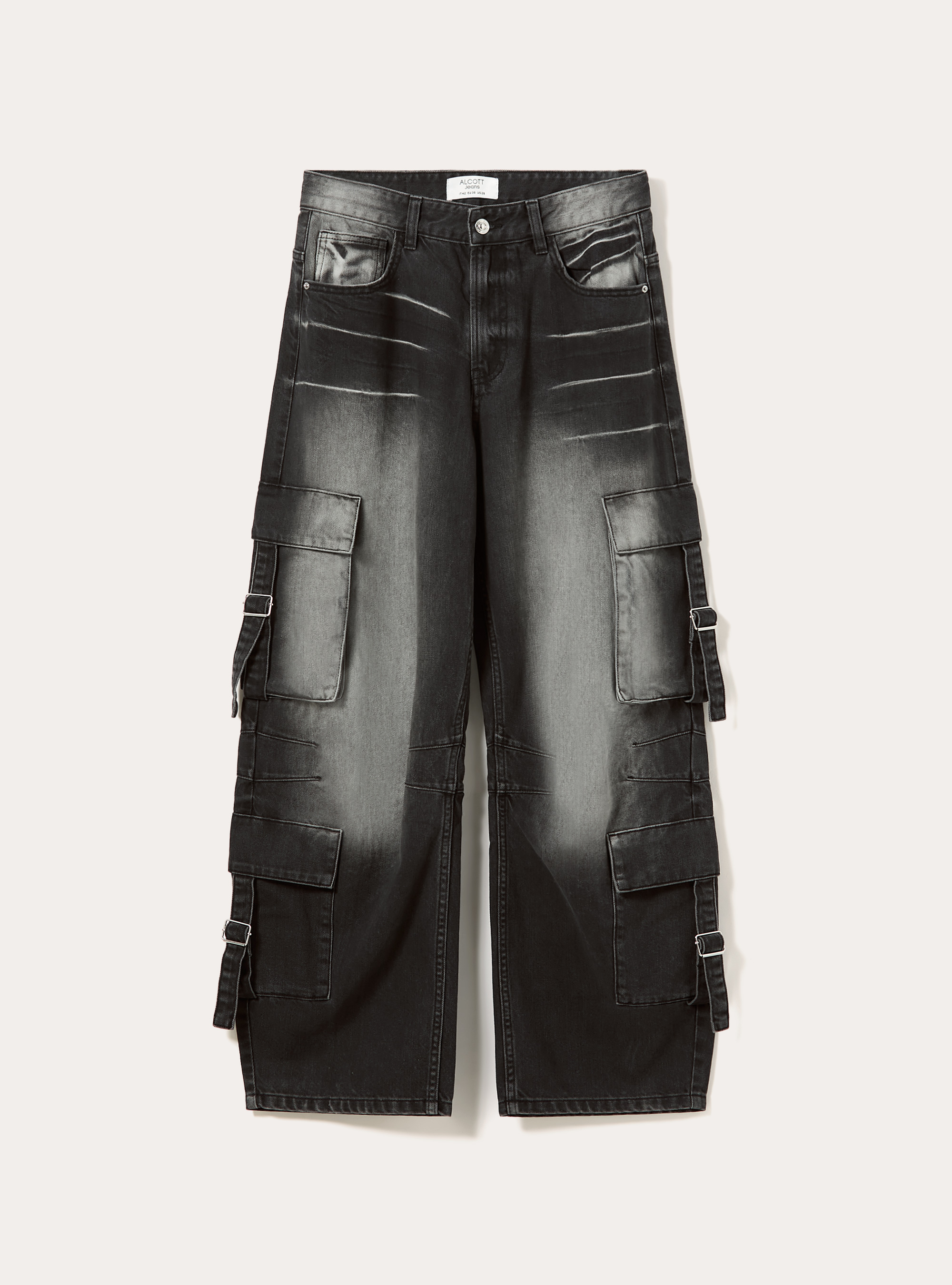 Jeans multicargo, D000 BLACK