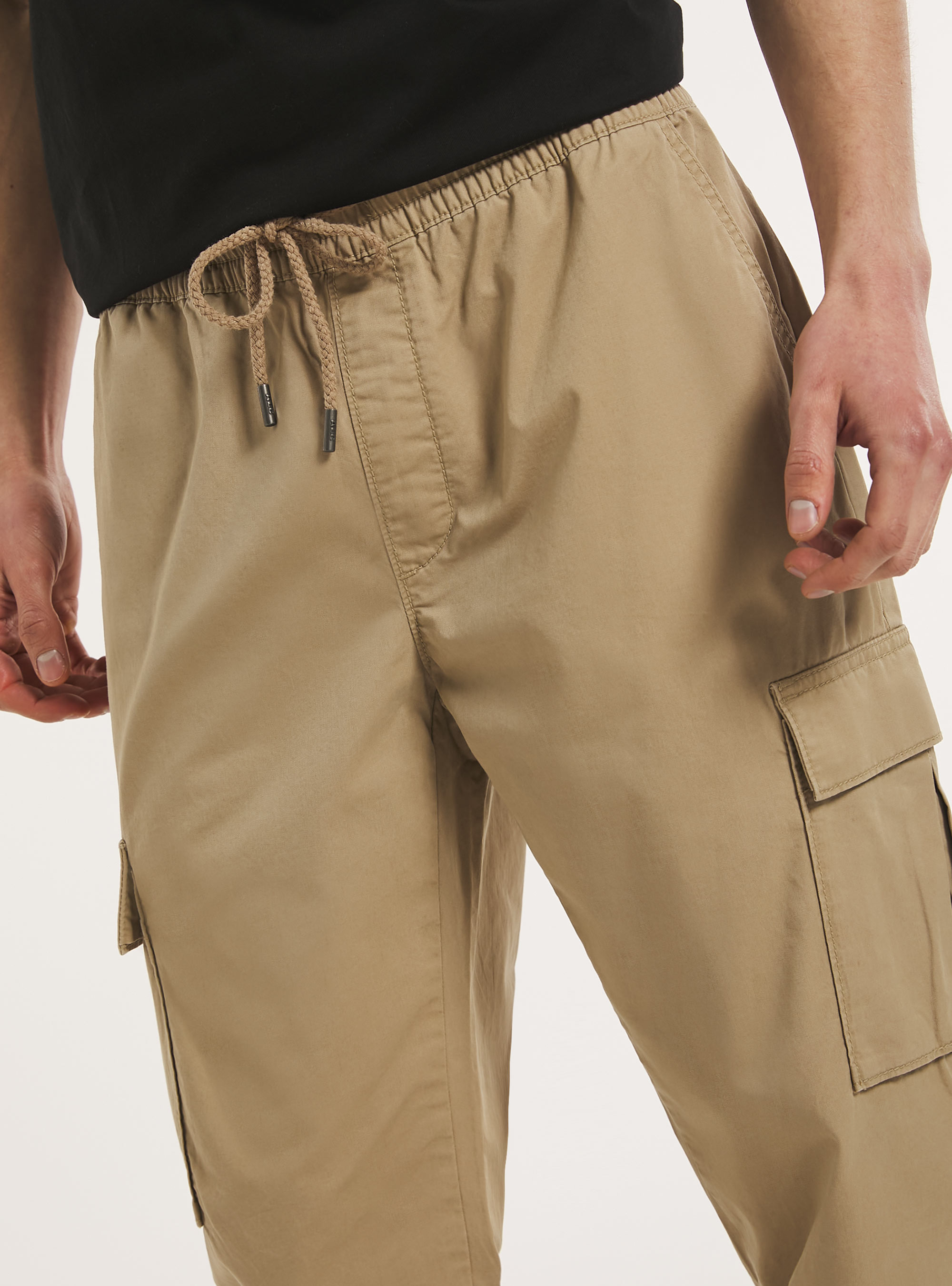 Cotton jogger trousers, BG1 BEIGE DARK
